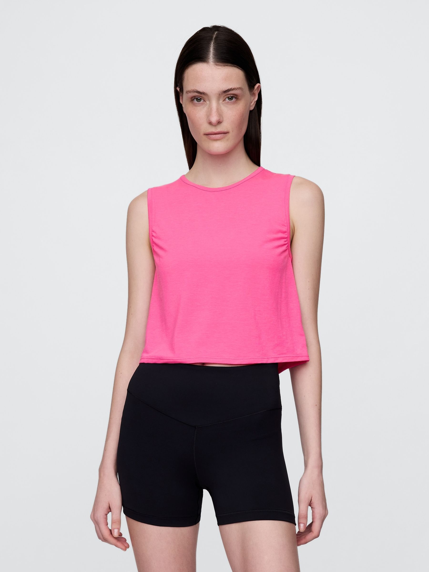 Pink Breathe Cropped Muscle Vest - Image 1 of 3