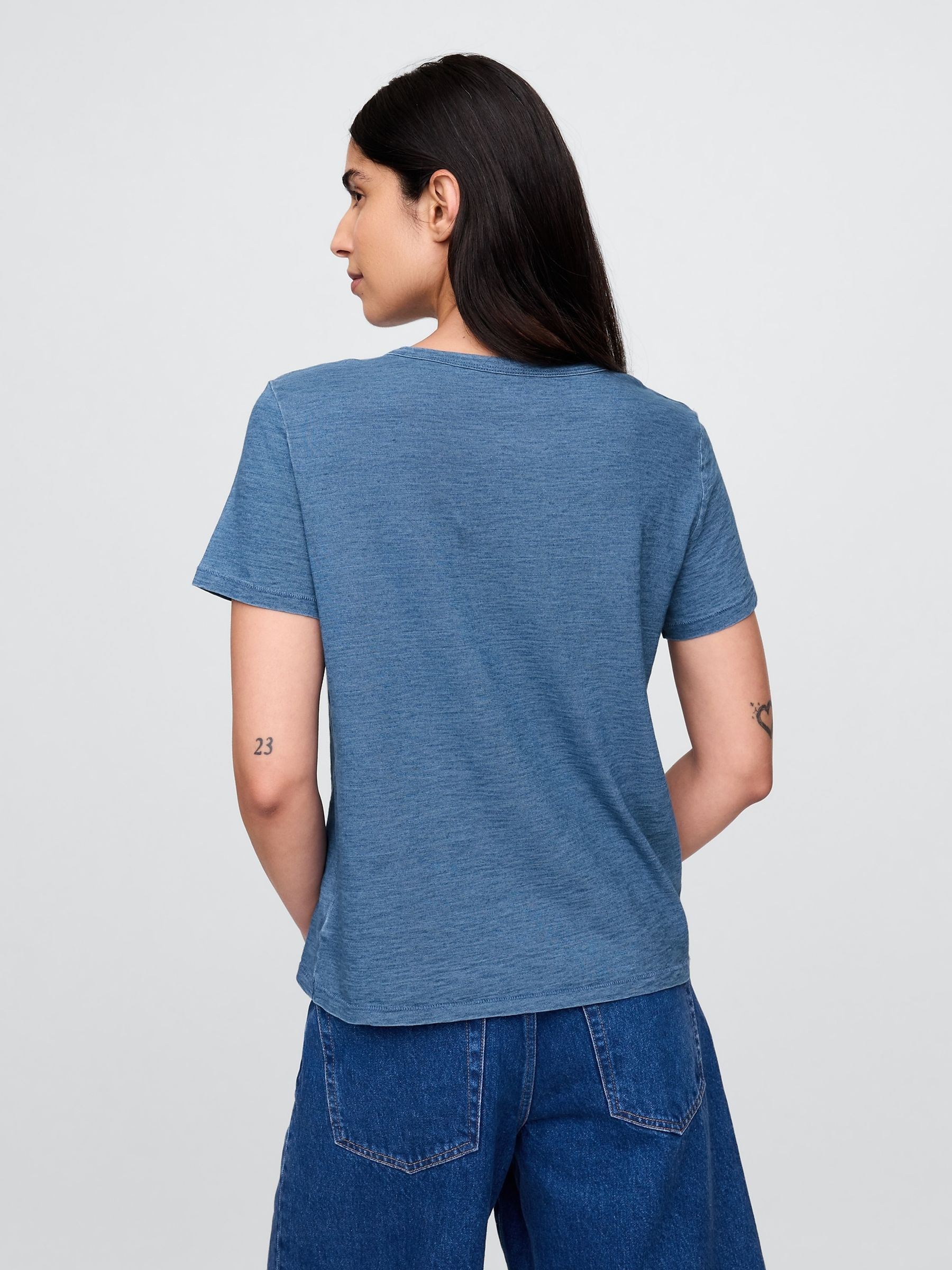 Dark Blue Crew Neck Vintage Short Sleeve T-Shirt - Image 2 of 5