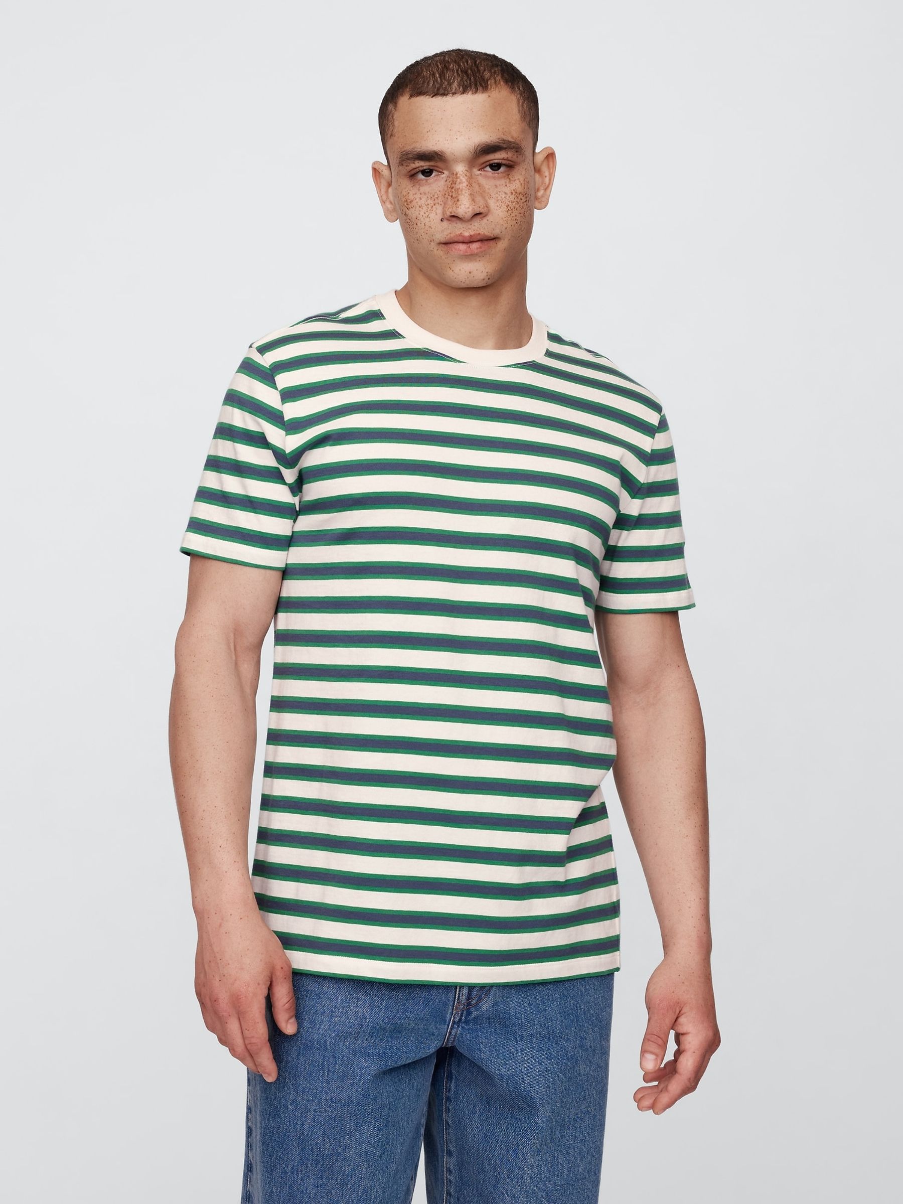 Green Stripe Everyday Crewneck T-Shirt - Image 1 of 5