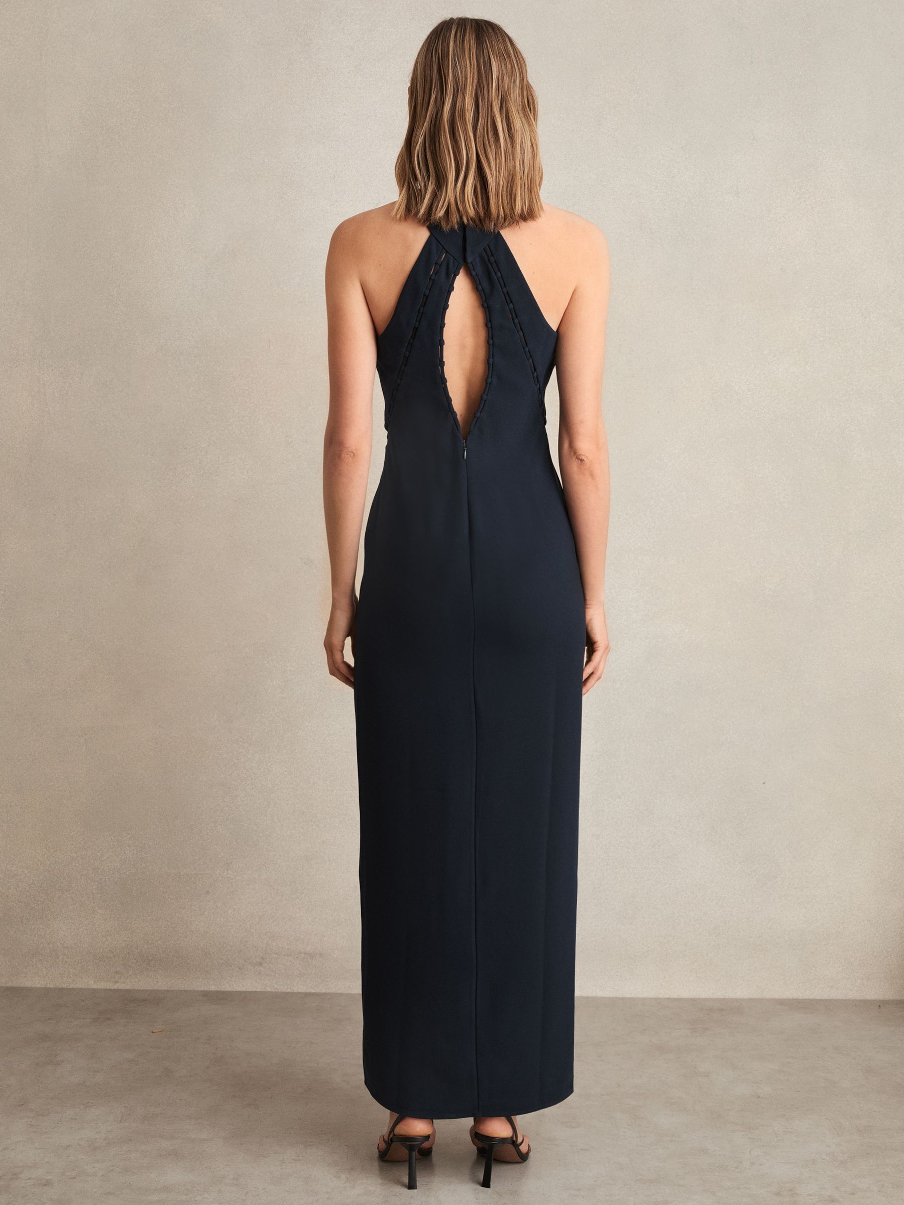 Ladder-Trim Sleeveless Maxi Dress in Navy - Image 5 of 6