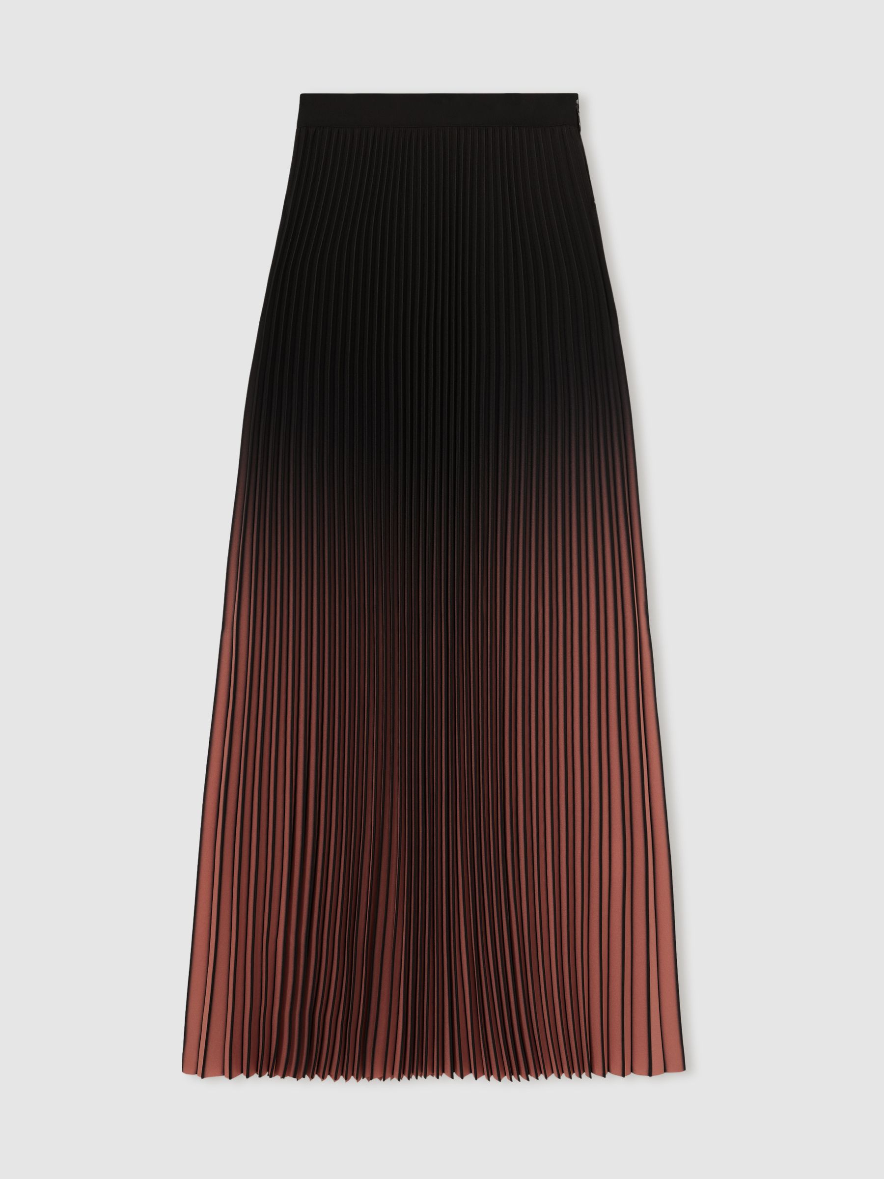 Ombré Pleated Midi Skirt in Black/Pink - Image 2 of 6