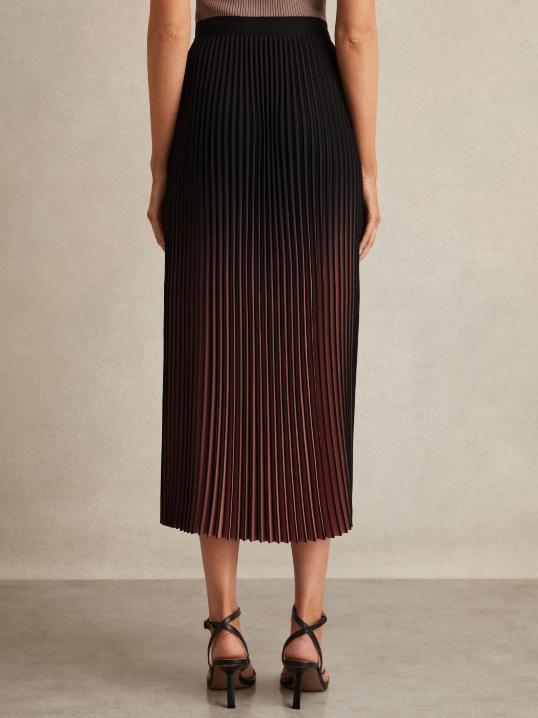 Ombré Pleated Midi Skirt in Black/Pink - Image 5 of 6