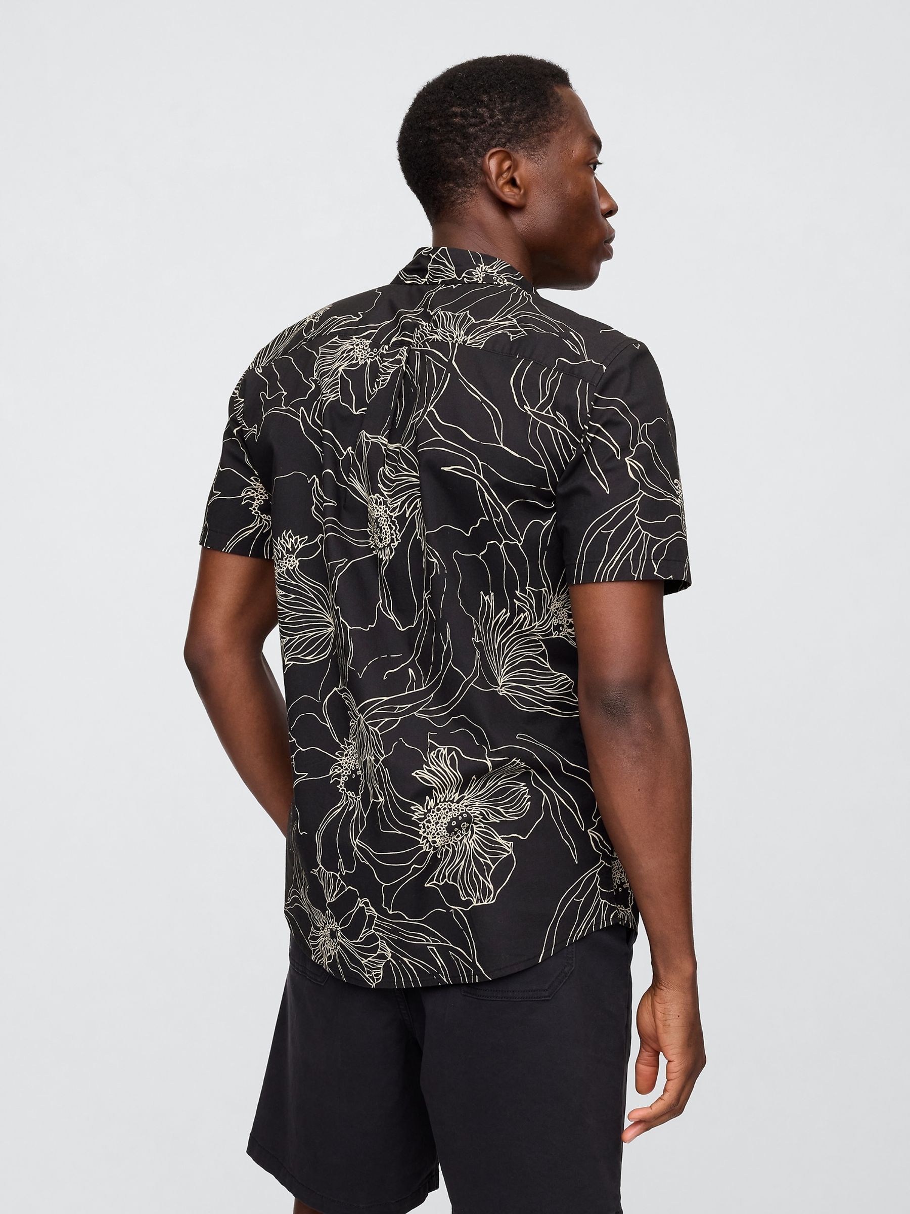 Black/White Poplin Short Sleeve Shirt - Image 2 of 5