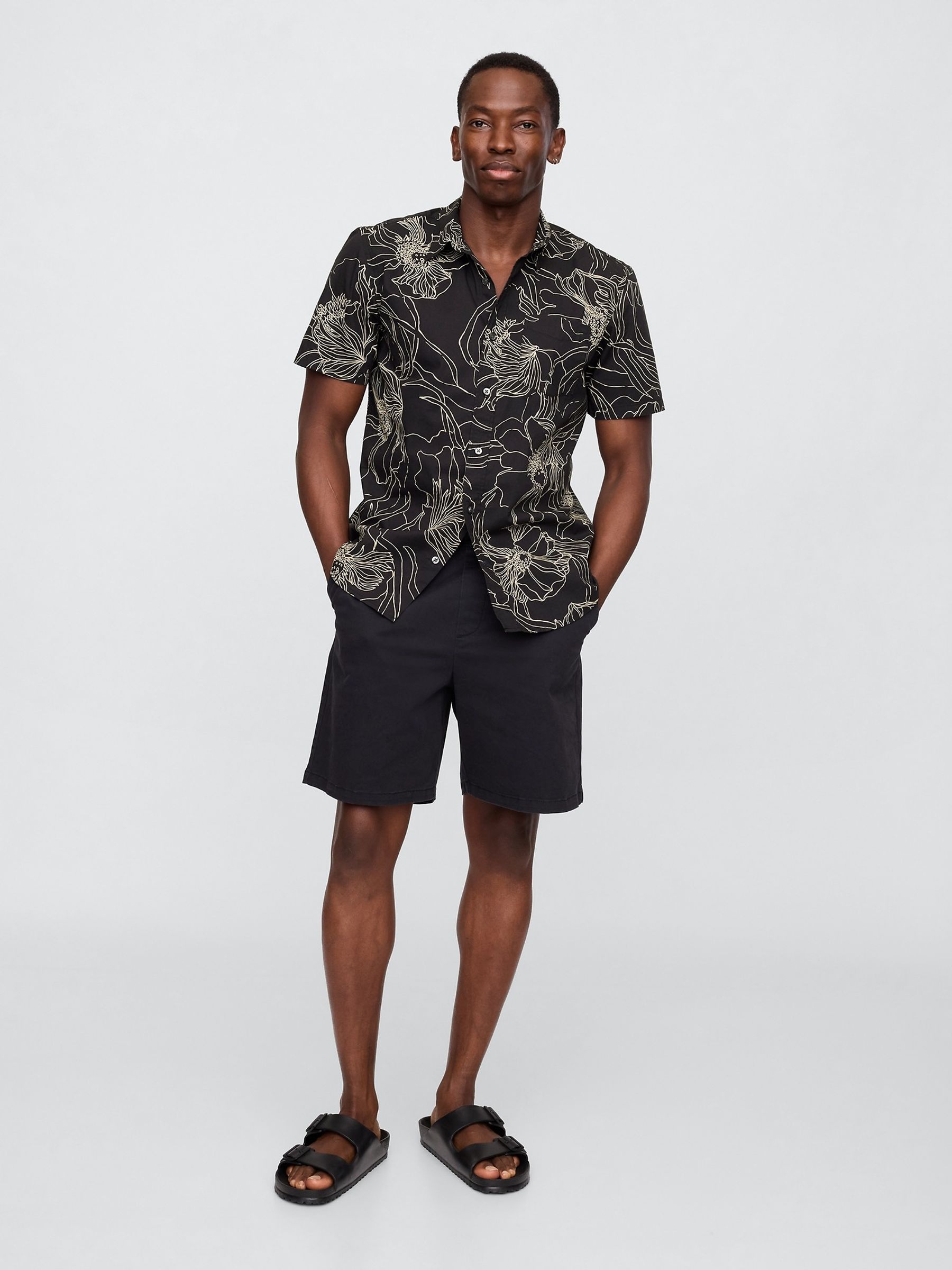 Black/White Poplin Short Sleeve Shirt - Image 3 of 5