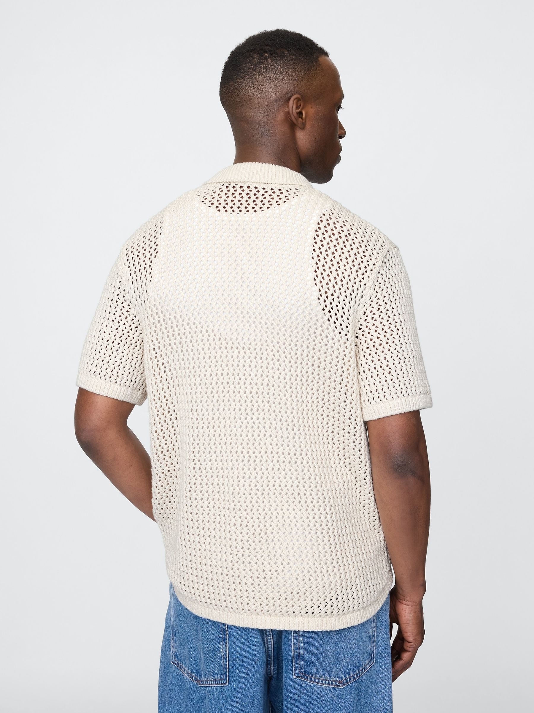 Beige Crochet Knit Shirt - Image 3 of 6