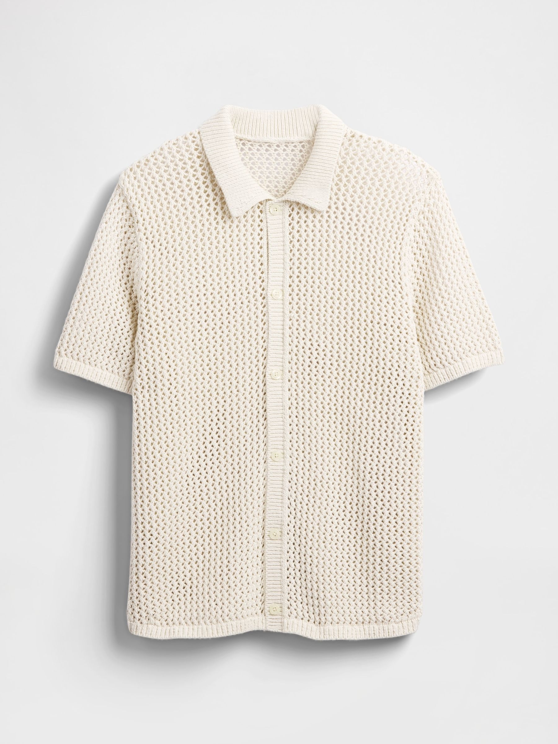 Beige Crochet Knit Shirt - Image 5 of 6
