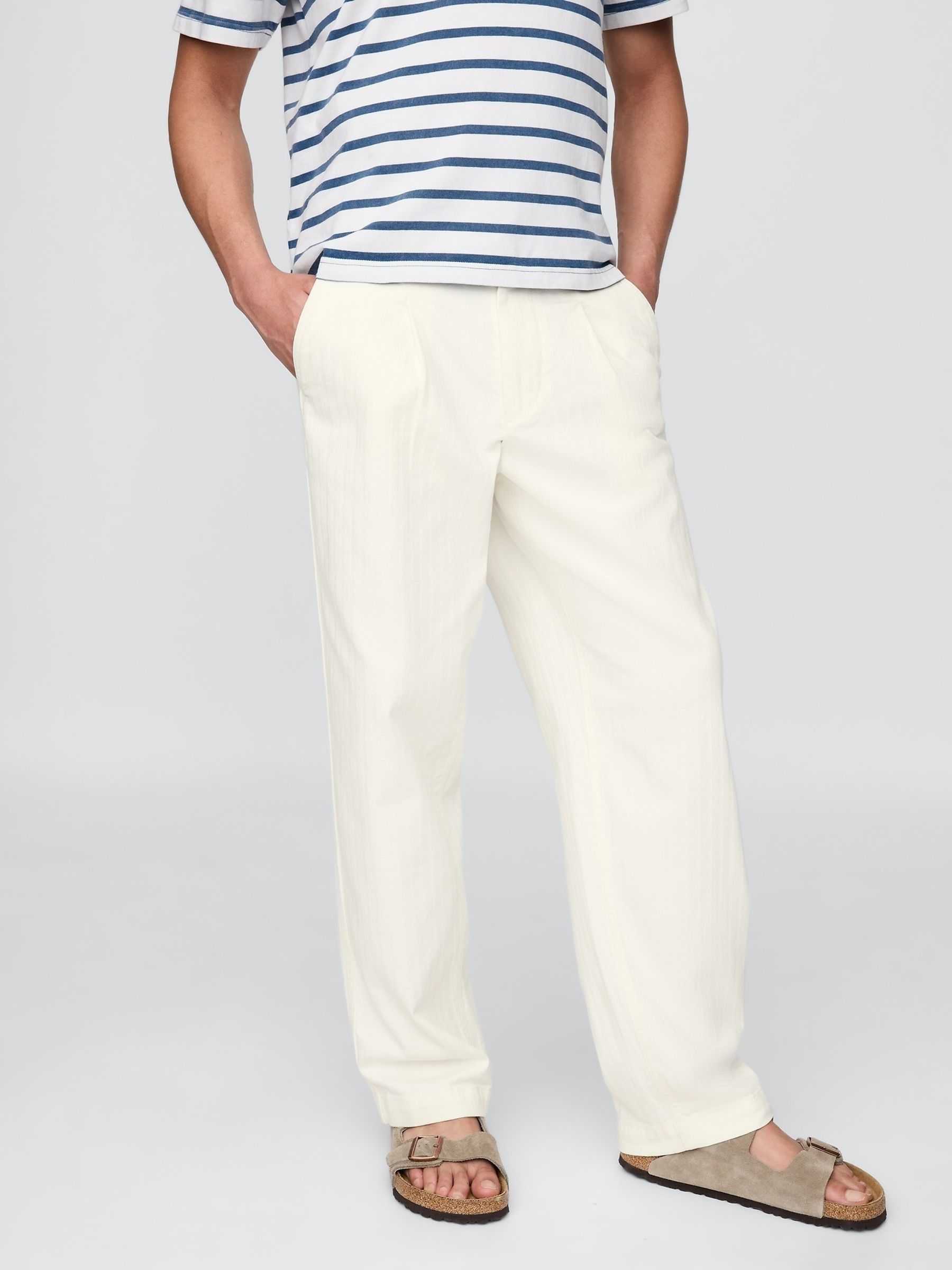 White DÔEN Pleated Denim Trousers - Image 2 of 7