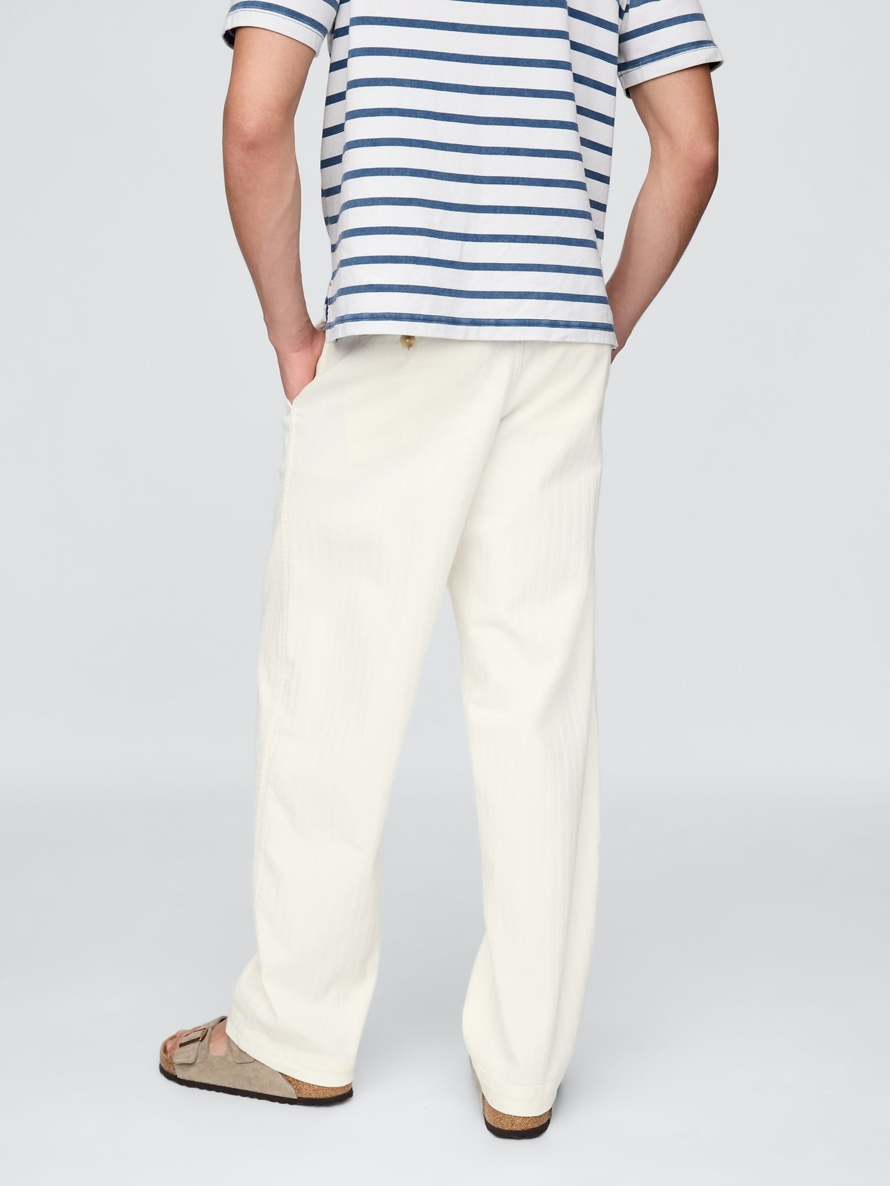 White DÔEN Pleated Denim Trousers - Image 3 of 7