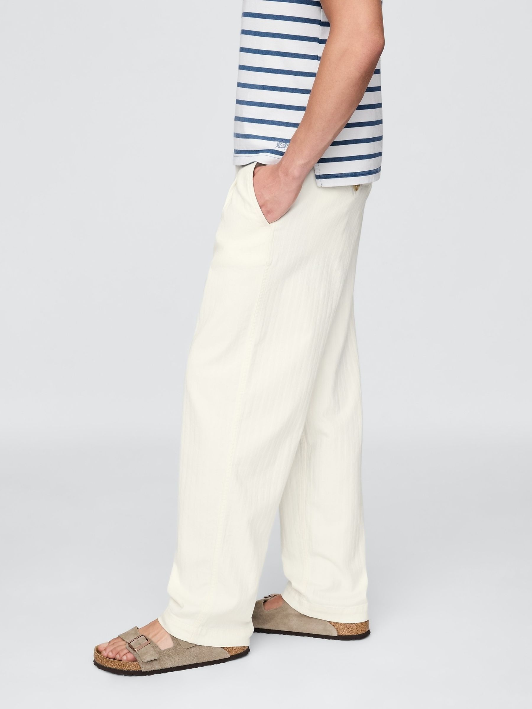 White DÔEN Pleated Denim Trousers - Image 5 of 7