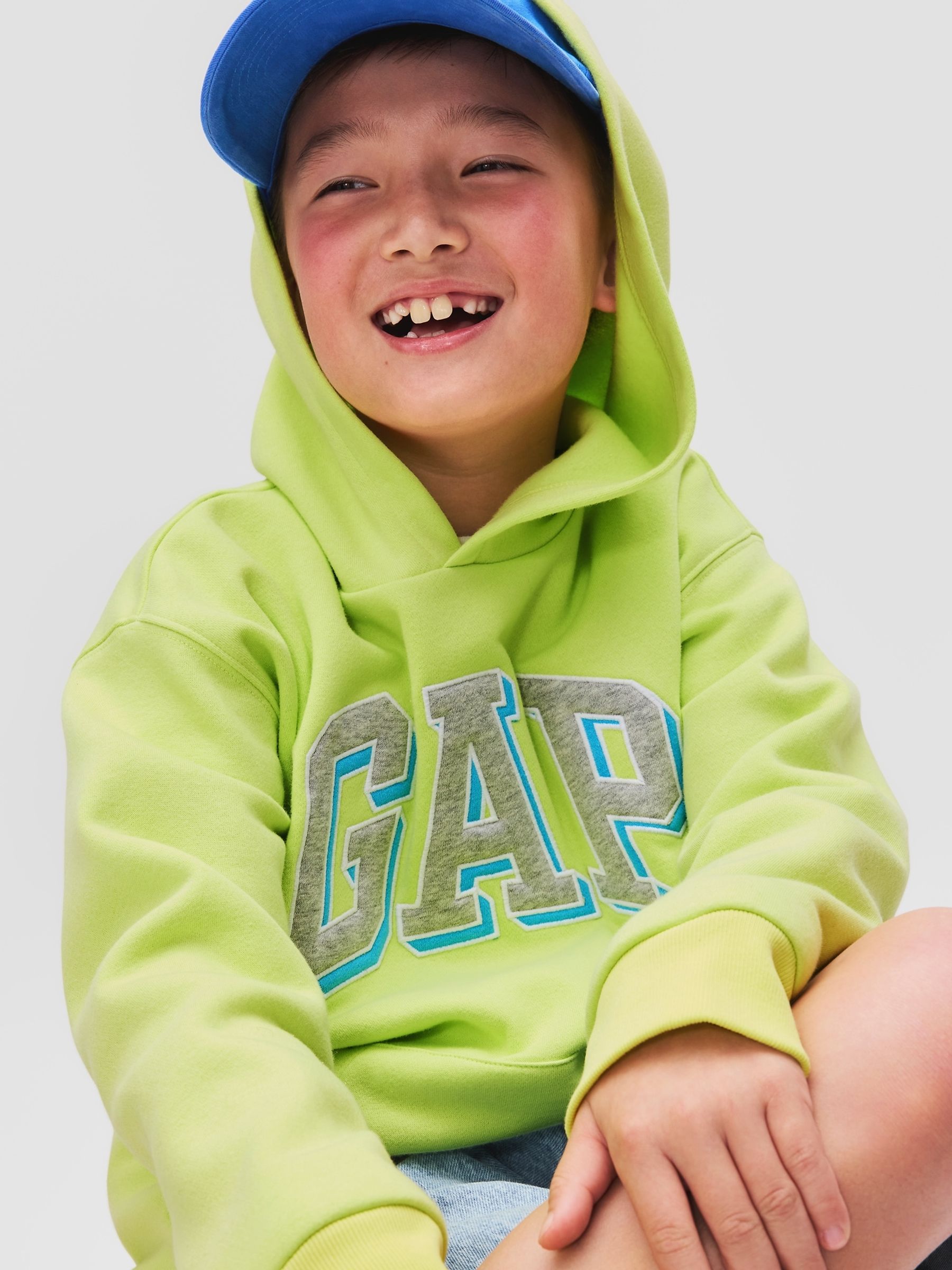 Green Vintage Logo Pull On Hoodie (4-13yrs) - Image 1 of 8 Green Vintage Logo Pull On Hoodie (4-13yrs) - Image 1 of 8