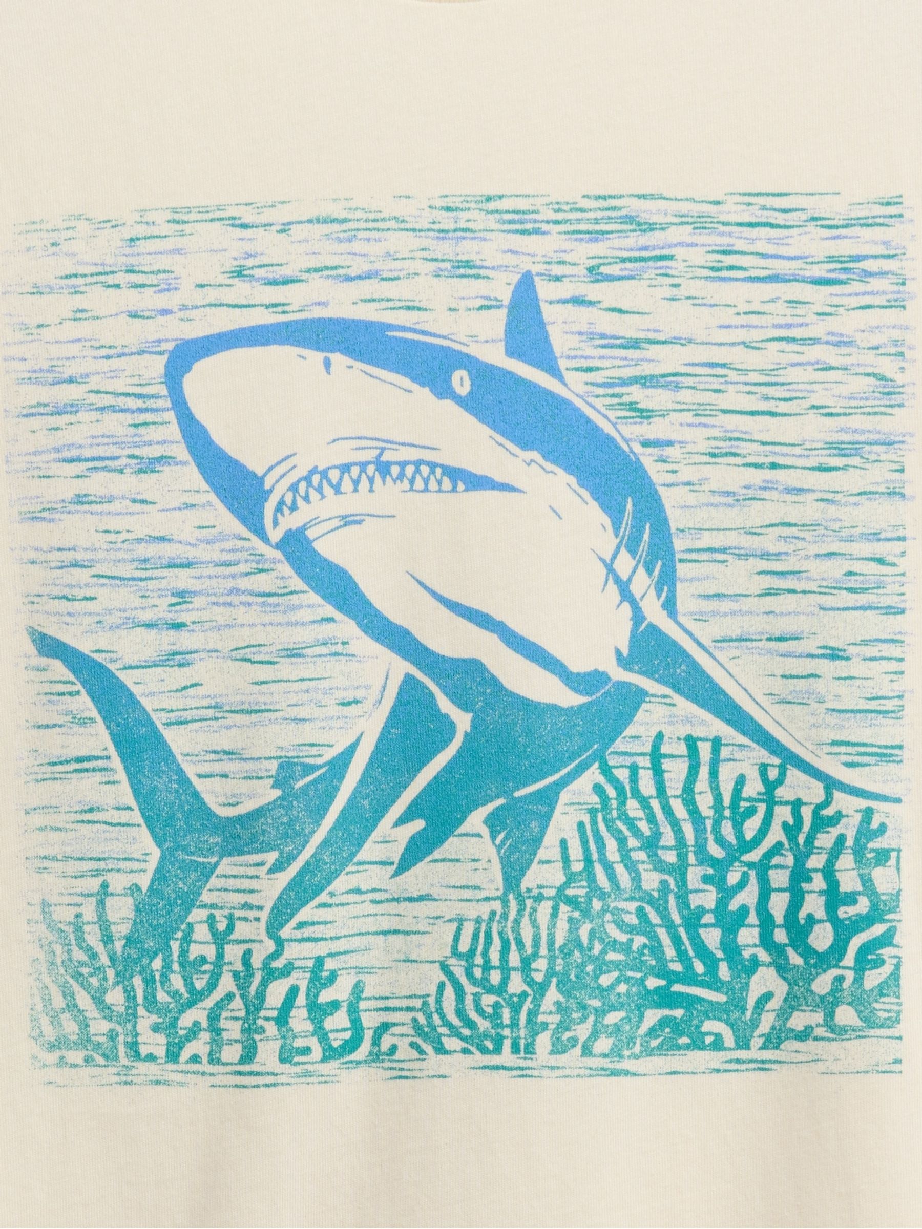Beige Shark Graphic Short Sleeve Crew Neck T-Shirt (4-13yrs) - Image 3 of 3