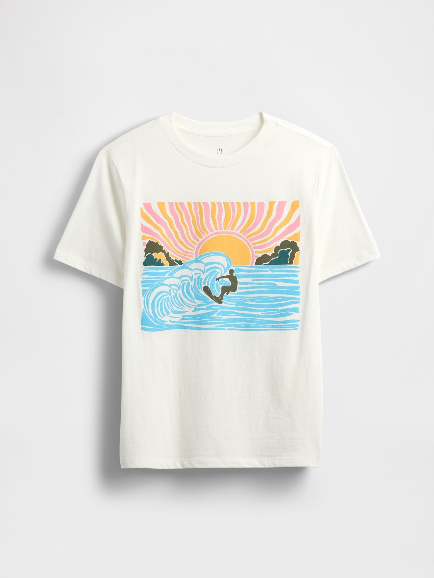 White Surfer Graphic Short Sleeve Crew Neck T-Shirt (4-13yrs) - Image 1 of 2