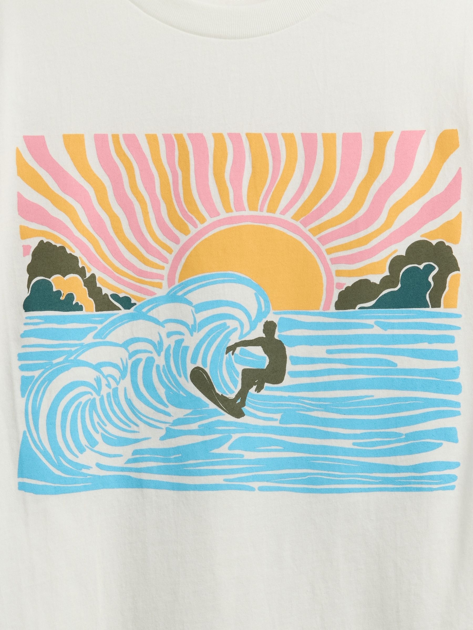 White Surfer Graphic Short Sleeve Crew Neck T-Shirt (4-13yrs) - Image 2 of 2