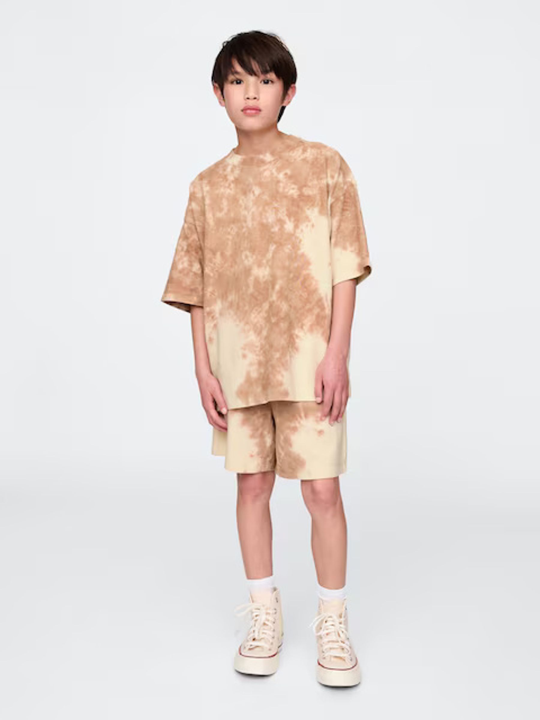 Brown Tie-Dye Heavyweight Short Sleeve T-Shirt (4-13yrs) - Image 1 of 2