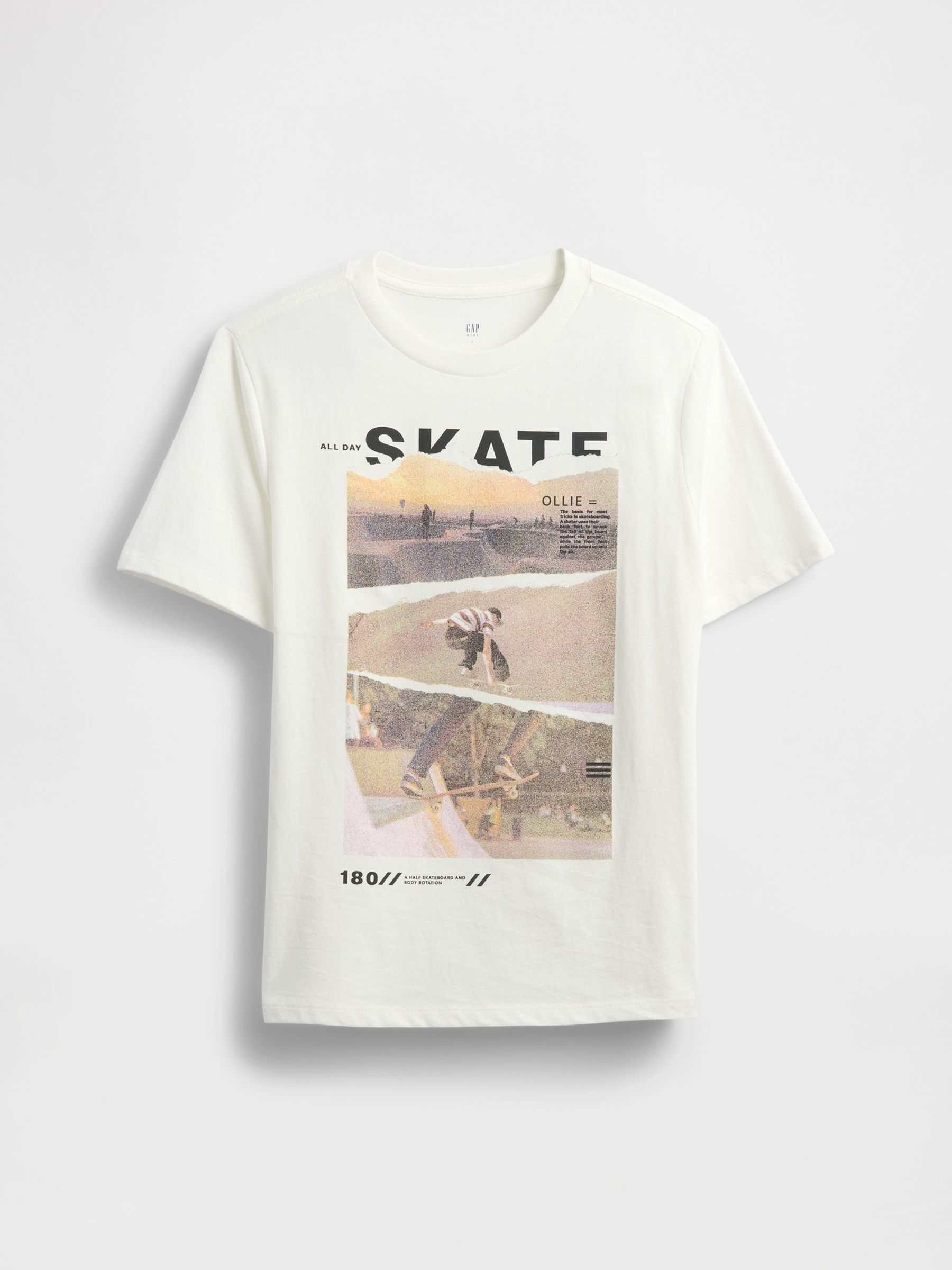 White Skater Graphic Short Sleeve Crew Neck T-Shirt (4-13yrs) - Image 1 of 1