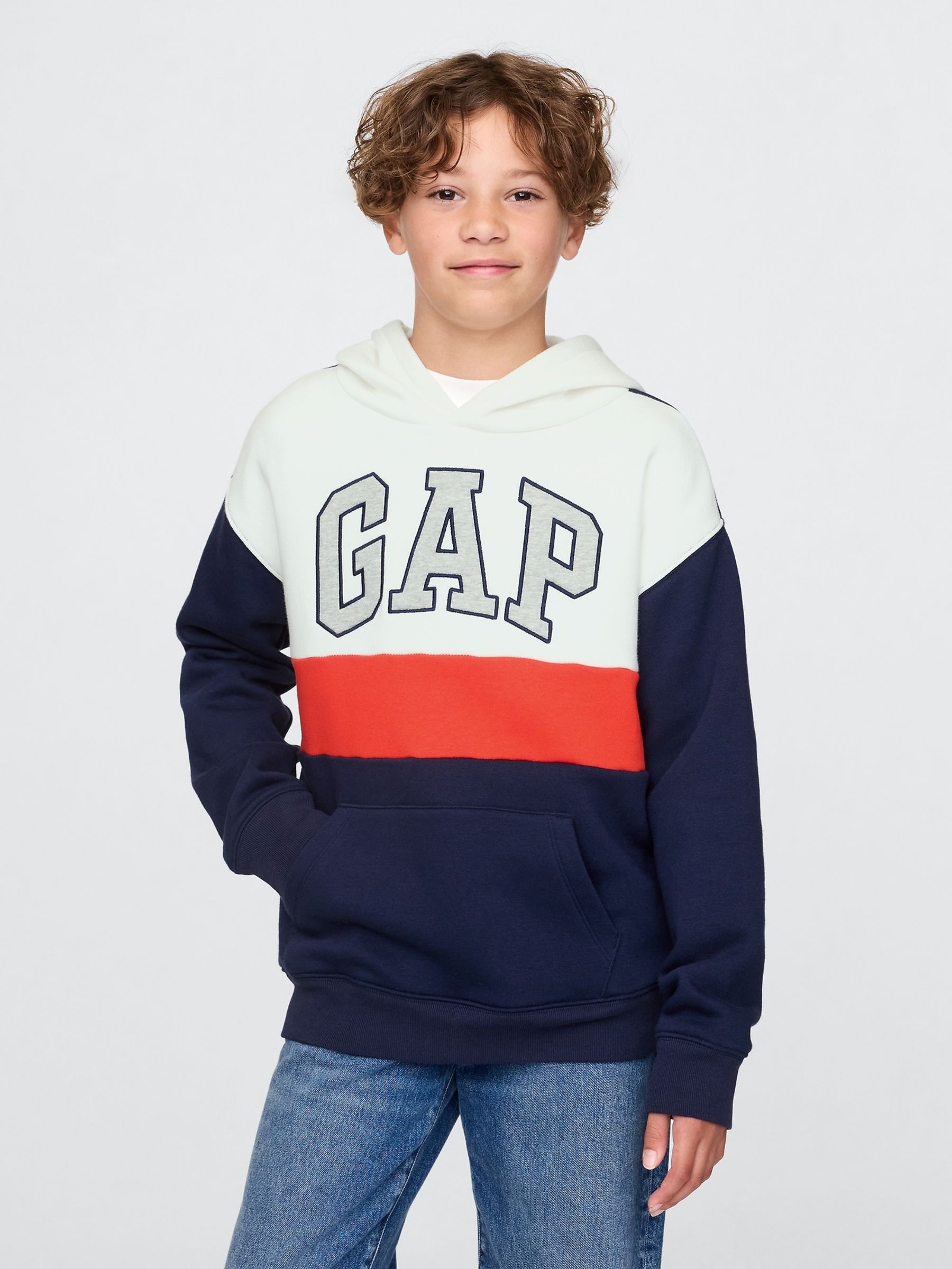 White Relaxed Logo Colourblock Hoodie (4-13yrs) - Image 1 of 5