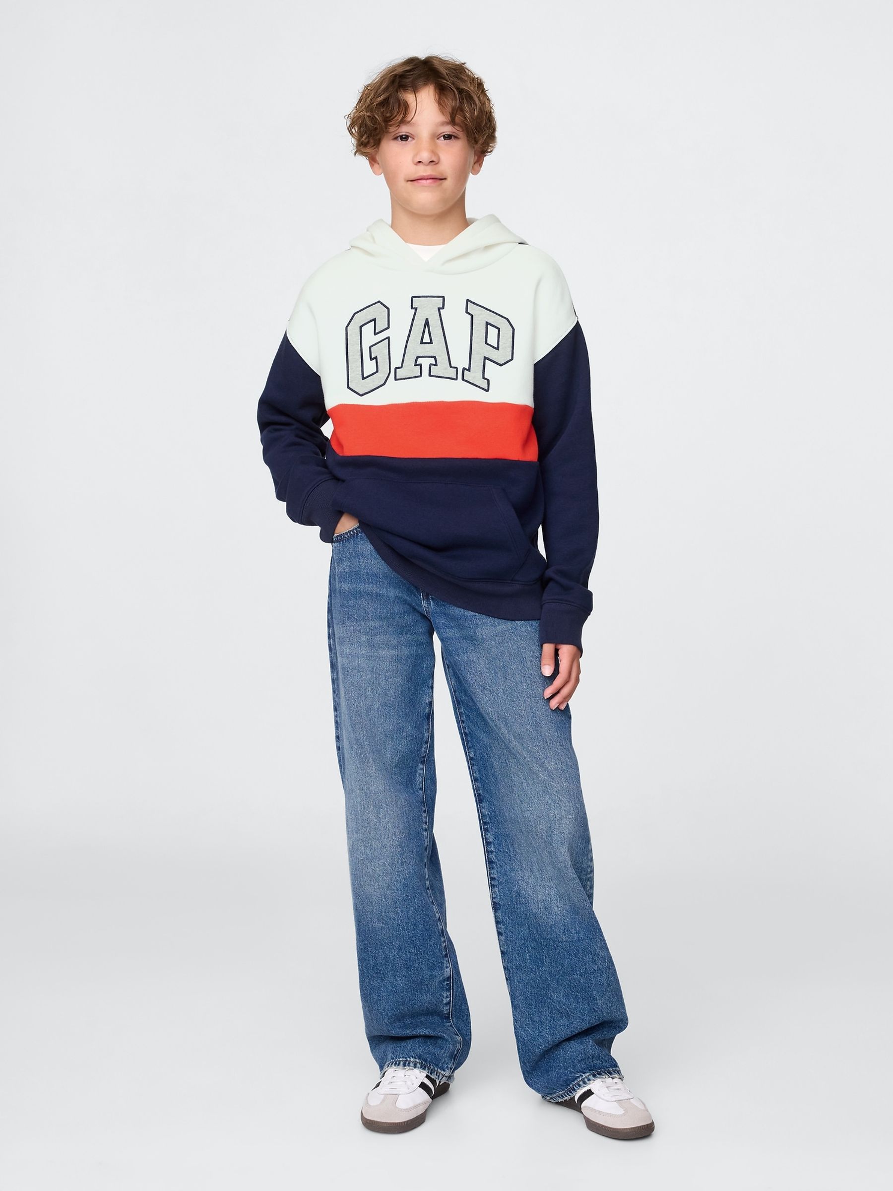 White Relaxed Logo Colourblock Hoodie (4-13yrs) - Image 3 of 5
