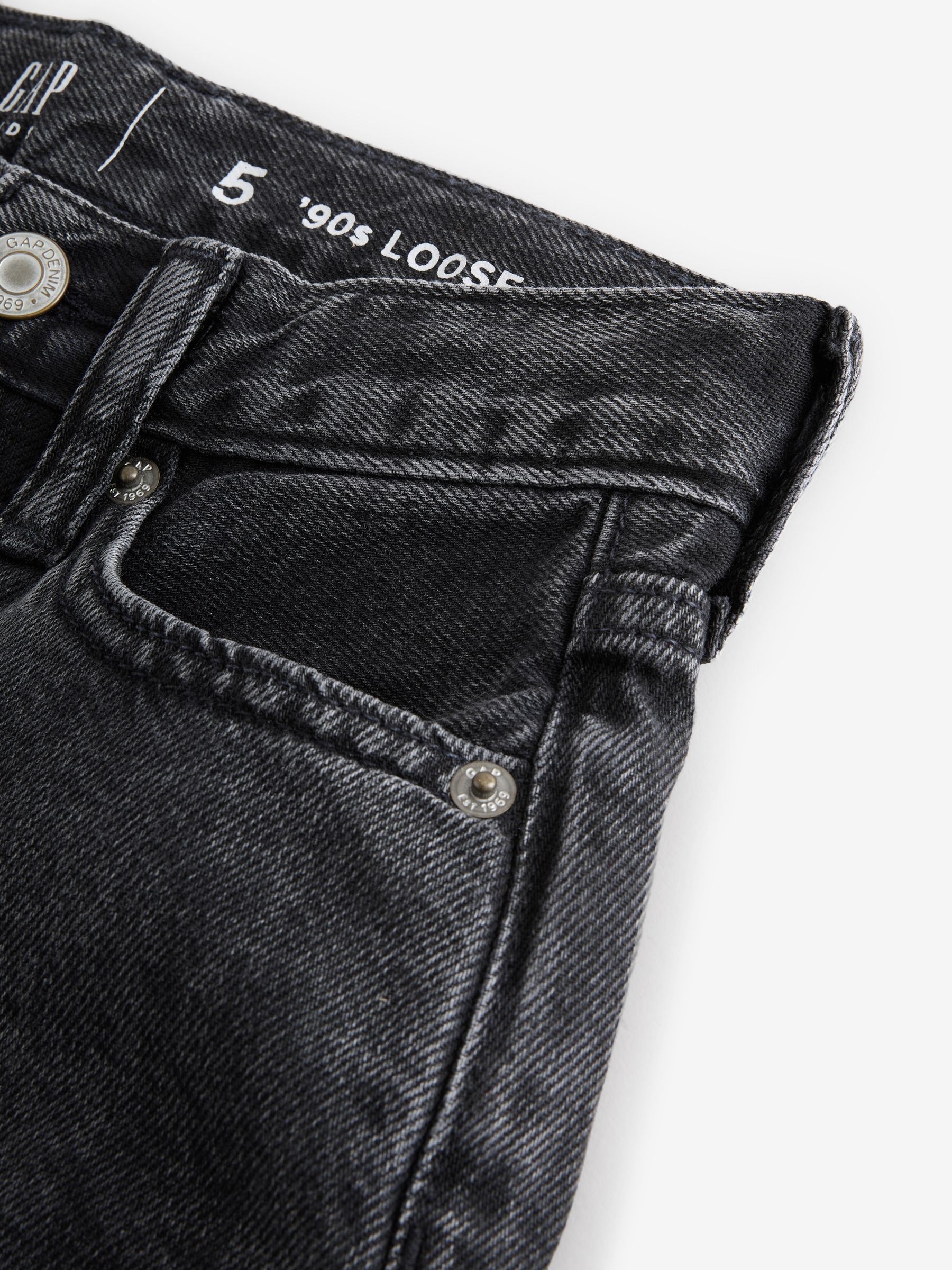 Black 90s Loose Denim Short (5-13yrs) - Image 3 of 4