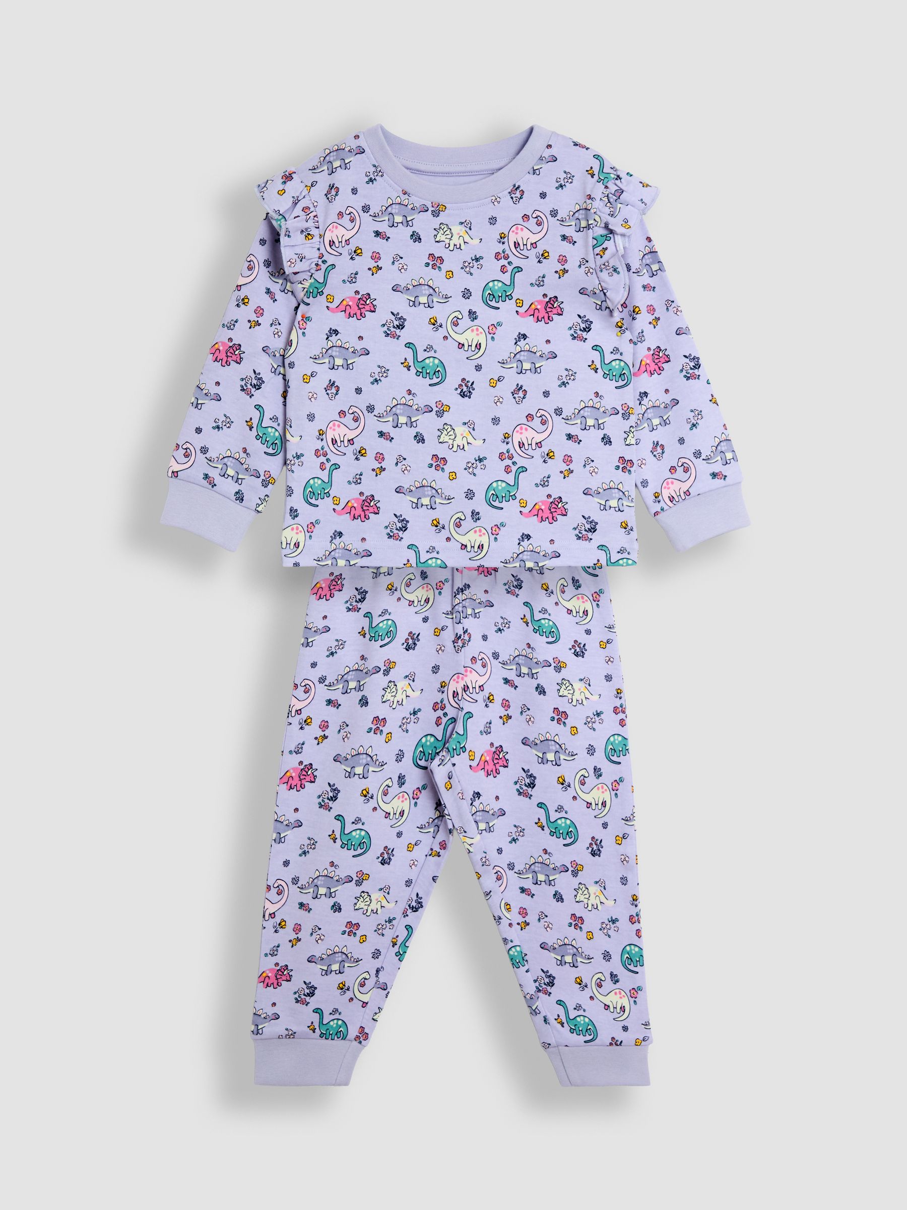 Lilac Dino Print Glow In The Dark Jersey Pyjamas - Image 2 of 6