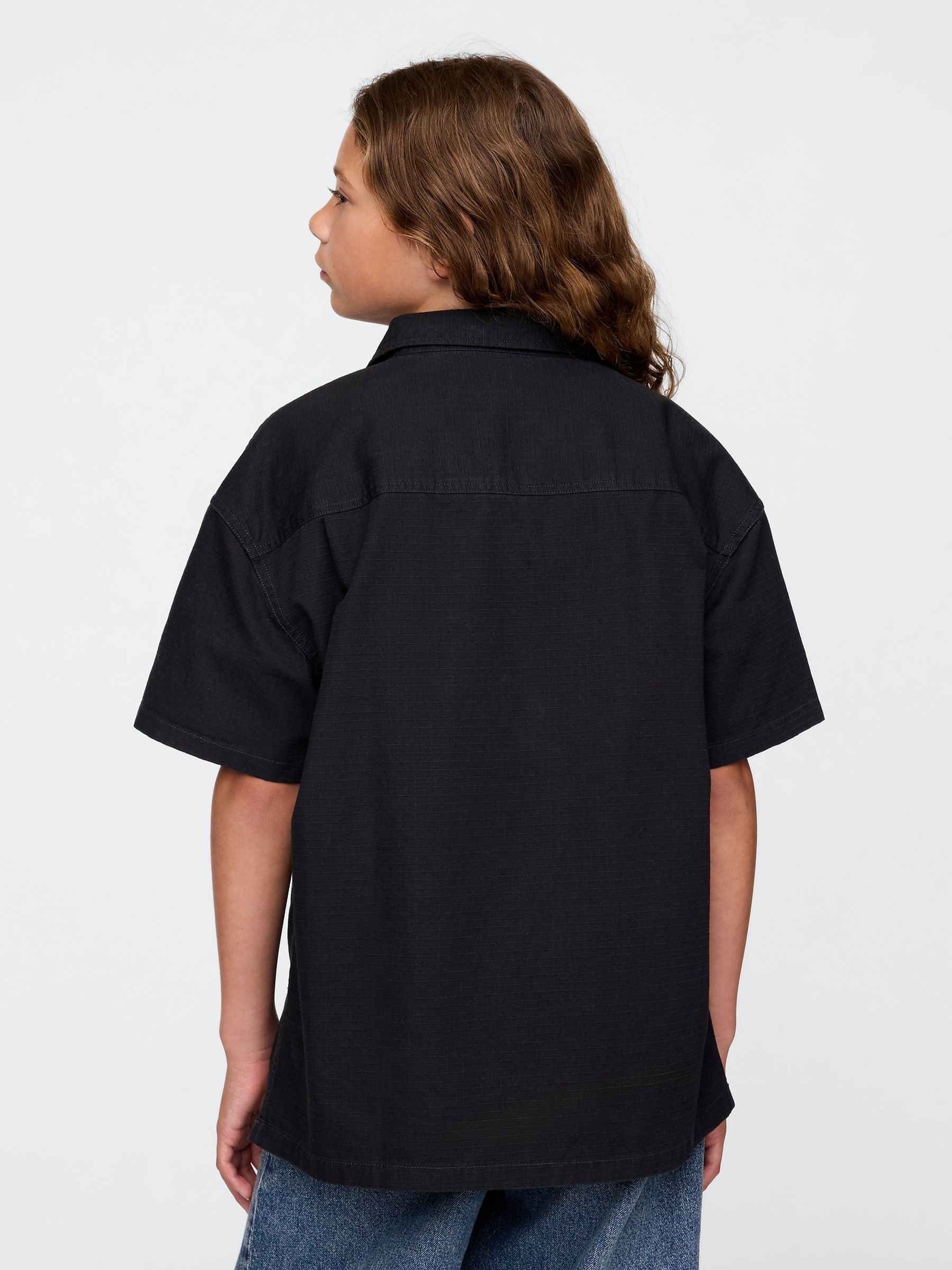 Black Ripstop Utility Shirt (4-13yrs) - Image 2 of 5