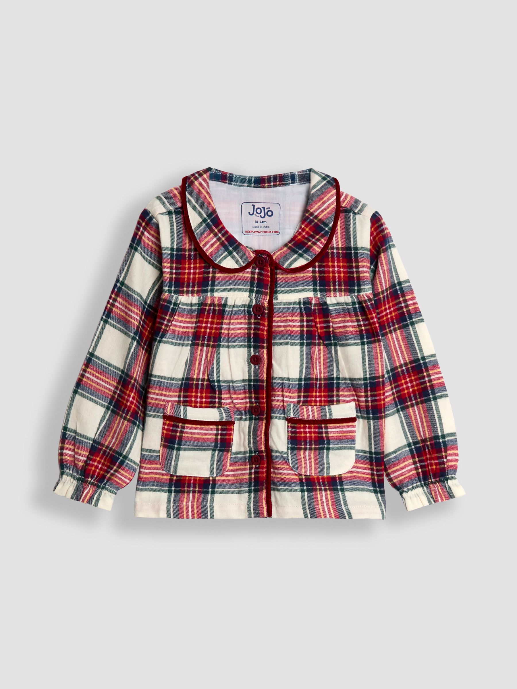 Cream silver Woven Check Pretty Collar Pyjamas - Image 2 of 6
