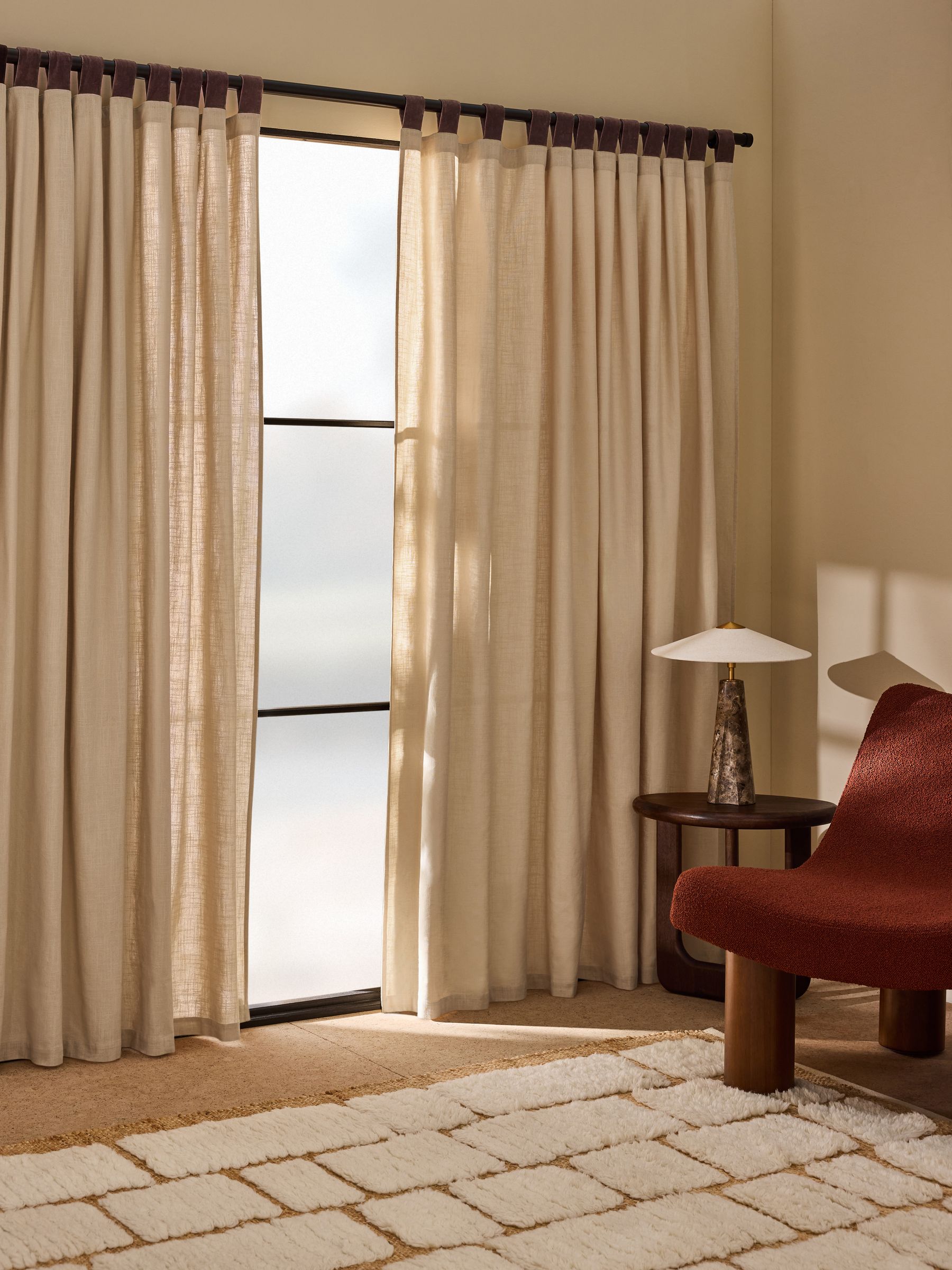 Hadlo Textured Cotton Tab Top Curtains in Natural - Image 1 of 3 Hadlo Textured Cotton Tab Top Curtains in Natural - Image 1 of 3