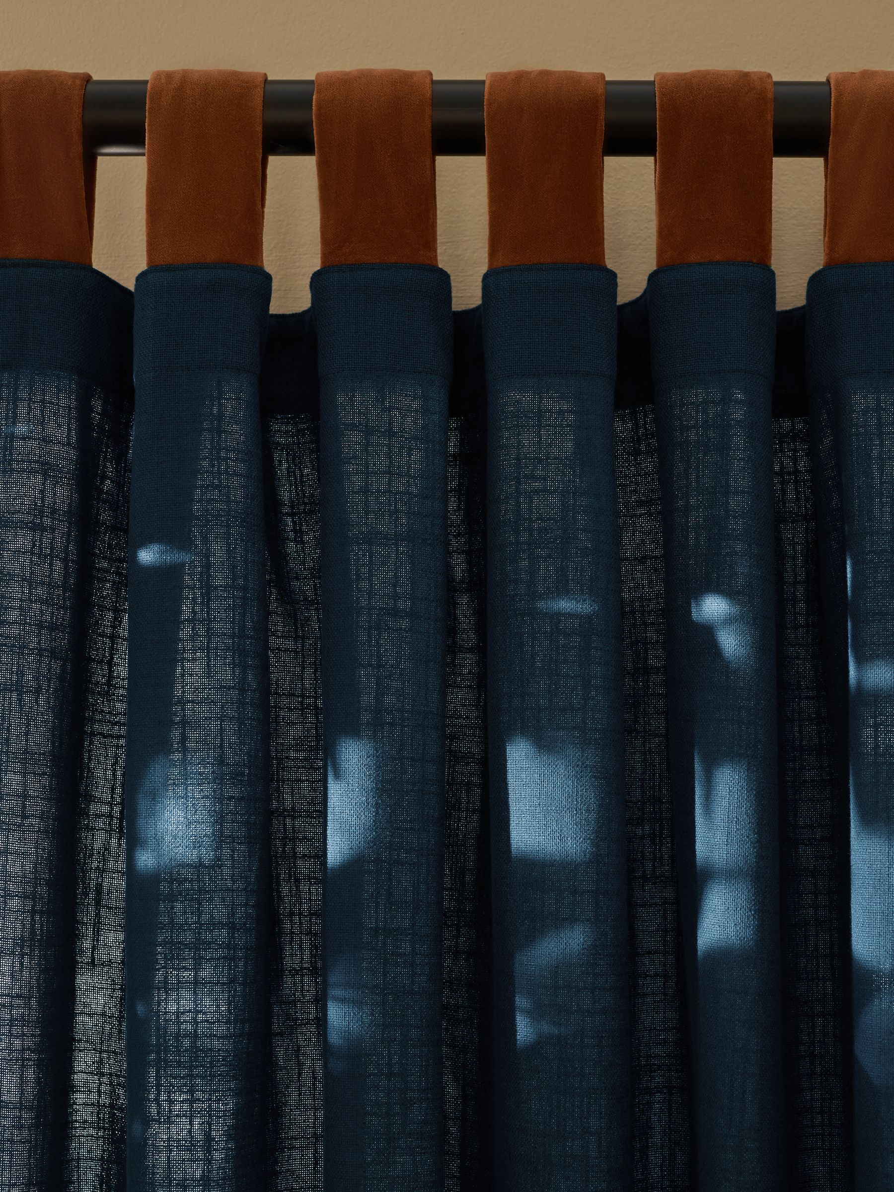 Hadlo Textured Cotton Tab Top Curtains in Navy Blue - Image 3 of 3