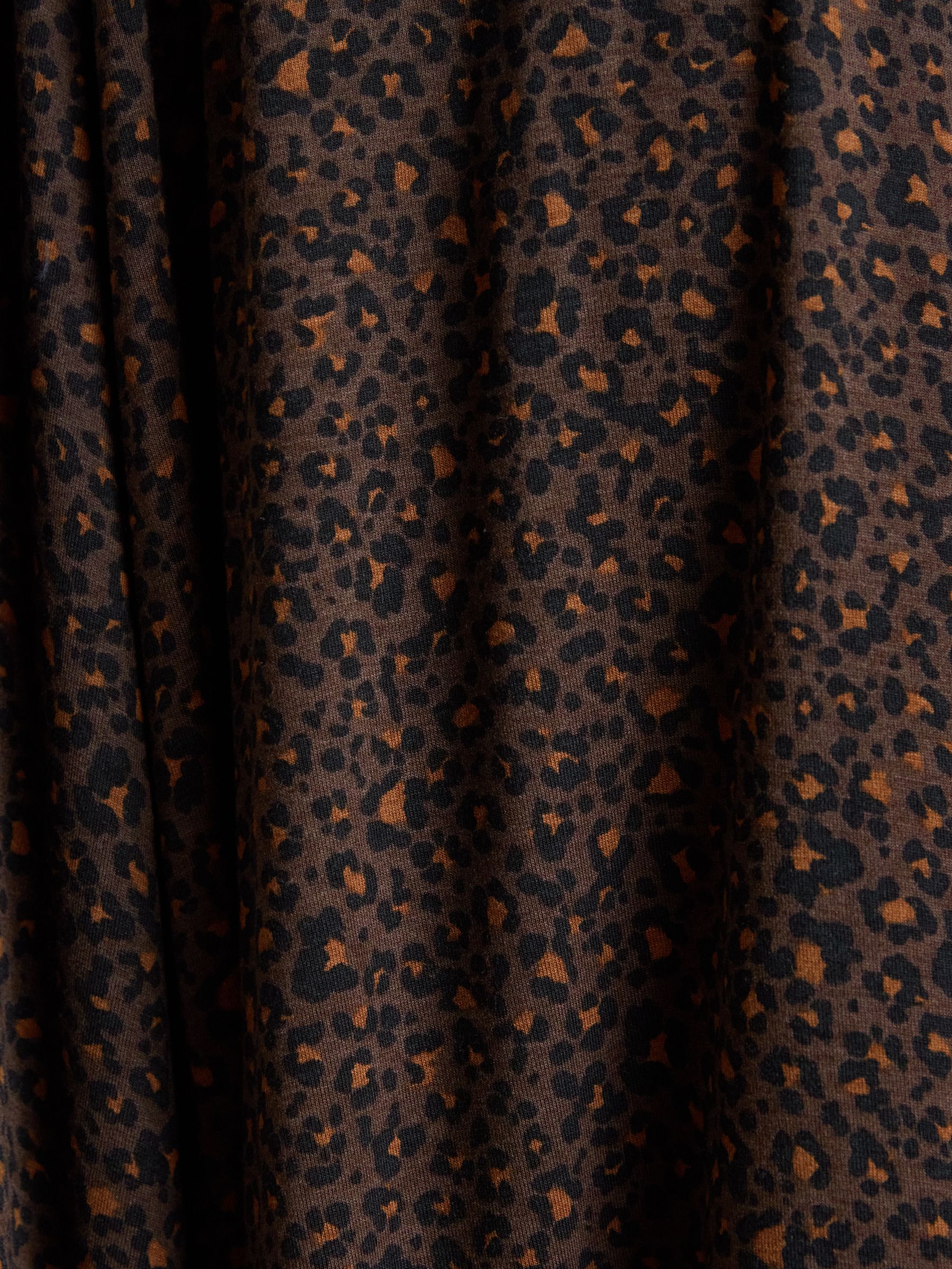 Mina Brown Jersey Ruched Waist Long Sleeve V-Neck Midi Dress - Image 6 of 7