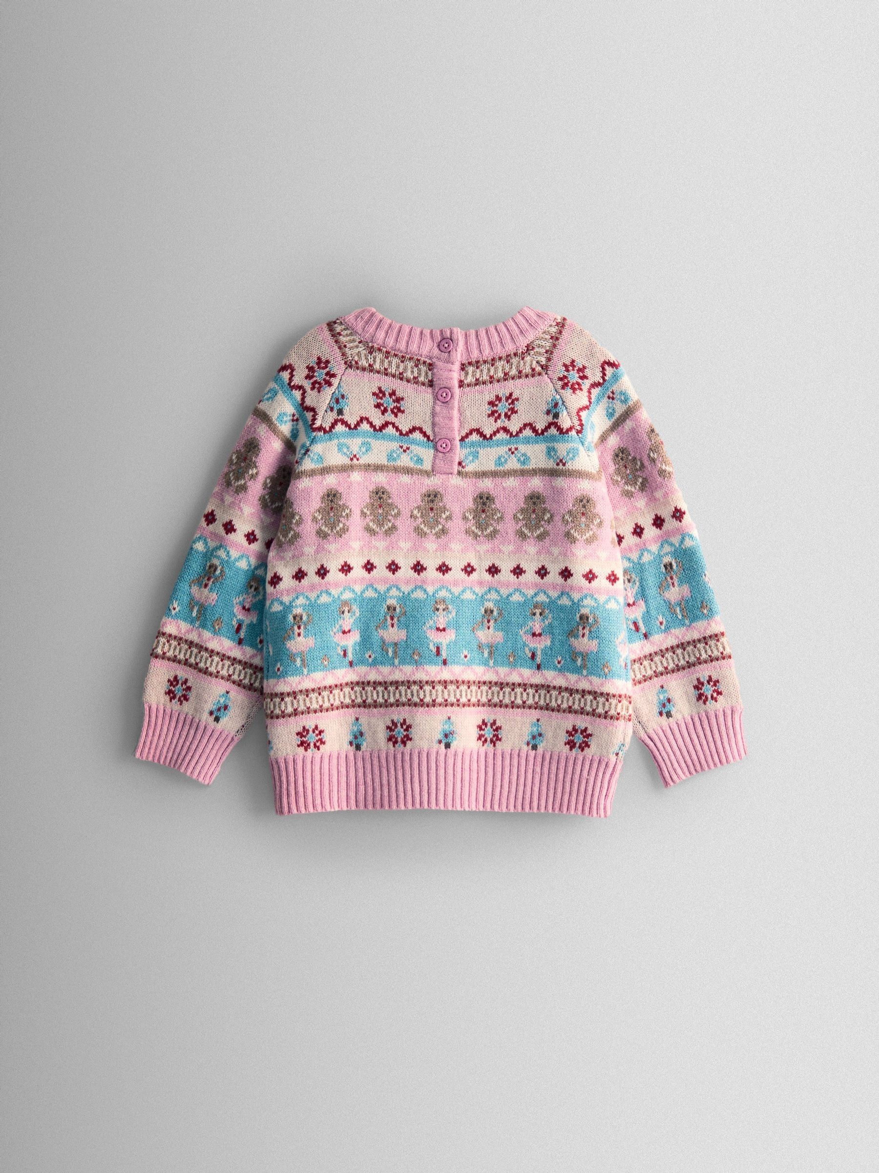 Dusky Pink Multi Ballerina & Gingerbread Fairisle Jumper - Image 2 of 3