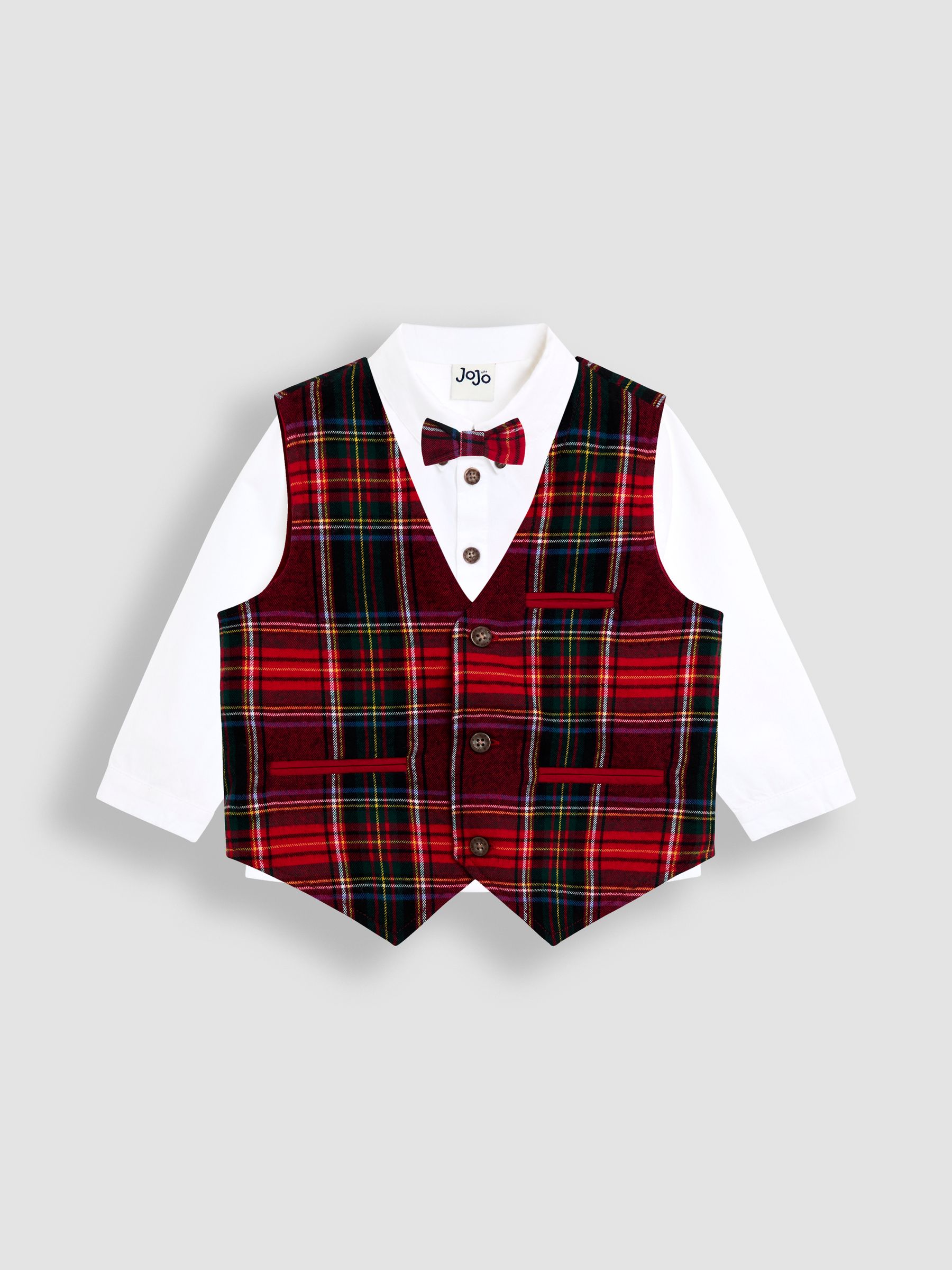 Red 3-Piece Bow Tie Waistcoat & Shirt Set - Image 1 of 6