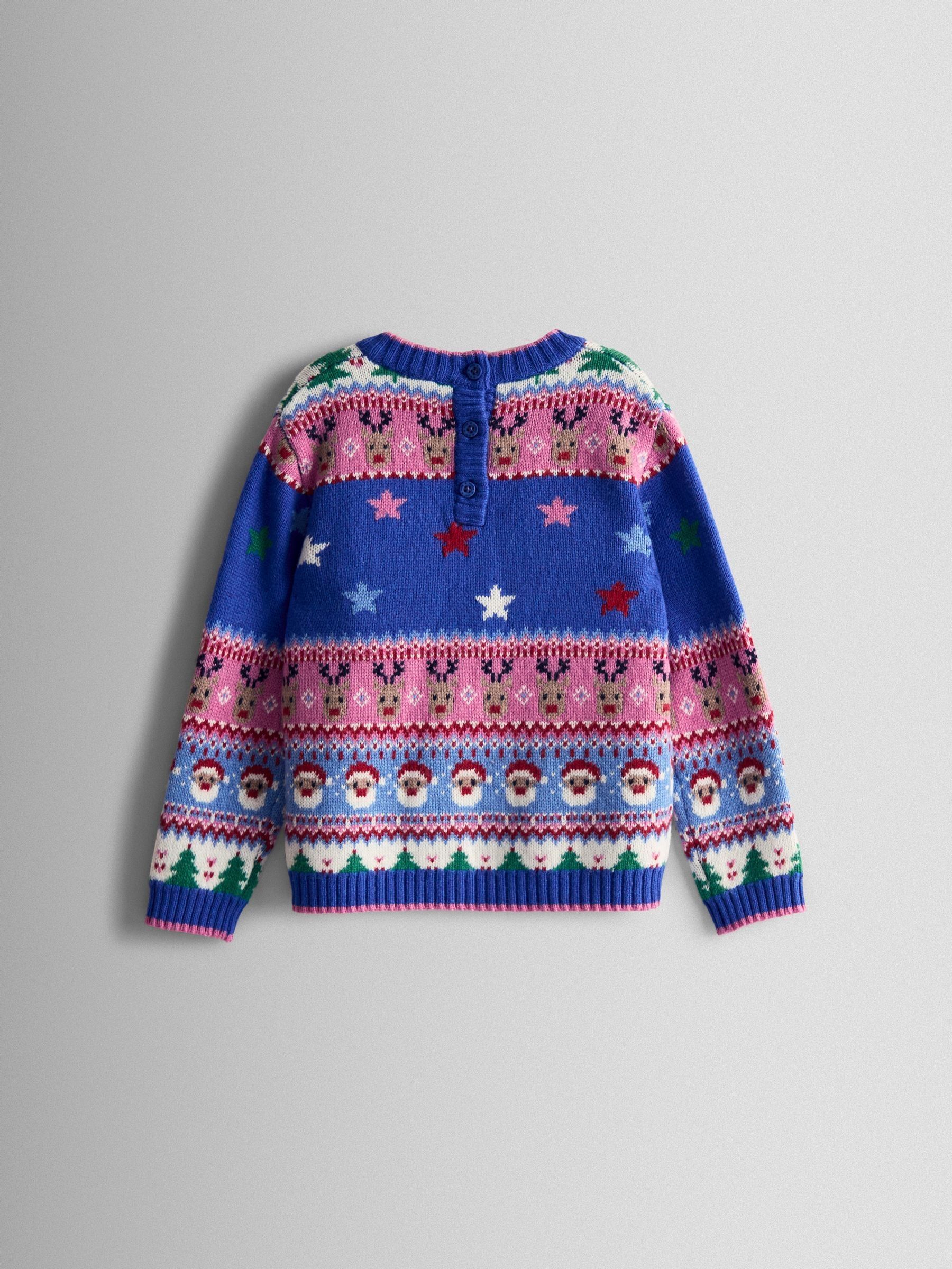 Blue Santa & Unicorn Fairisle Jumper - Image 2 of 3