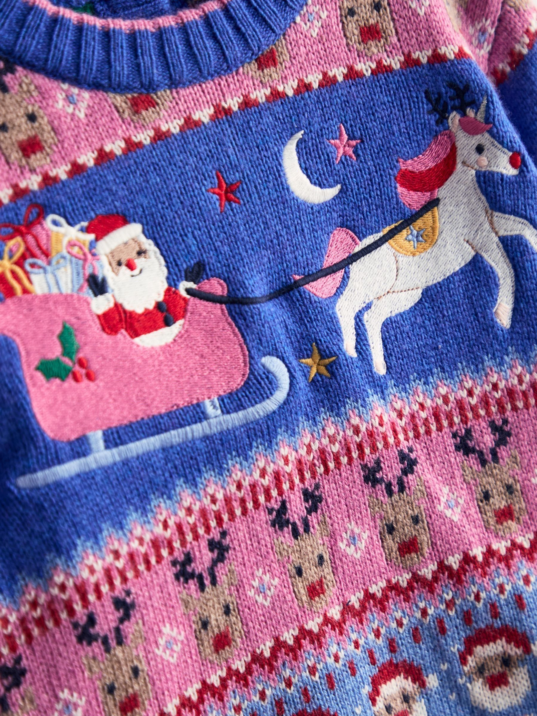 Blue Santa & Unicorn Fairisle Jumper - Image 3 of 3