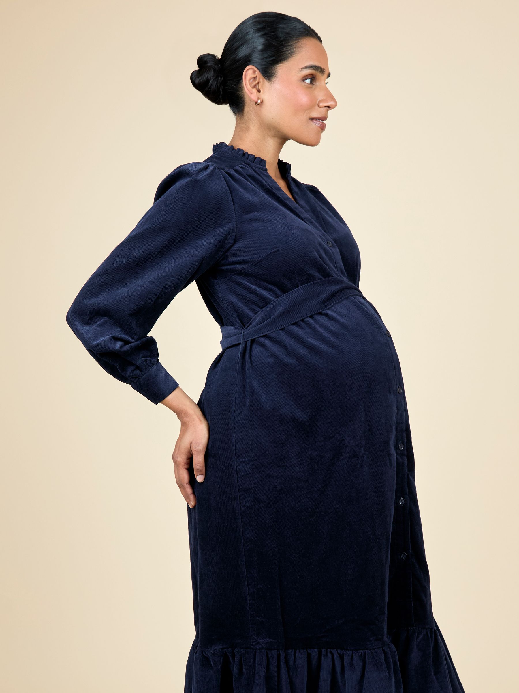 Navy Cord Maternity Midi Dress - Image 13 of 15