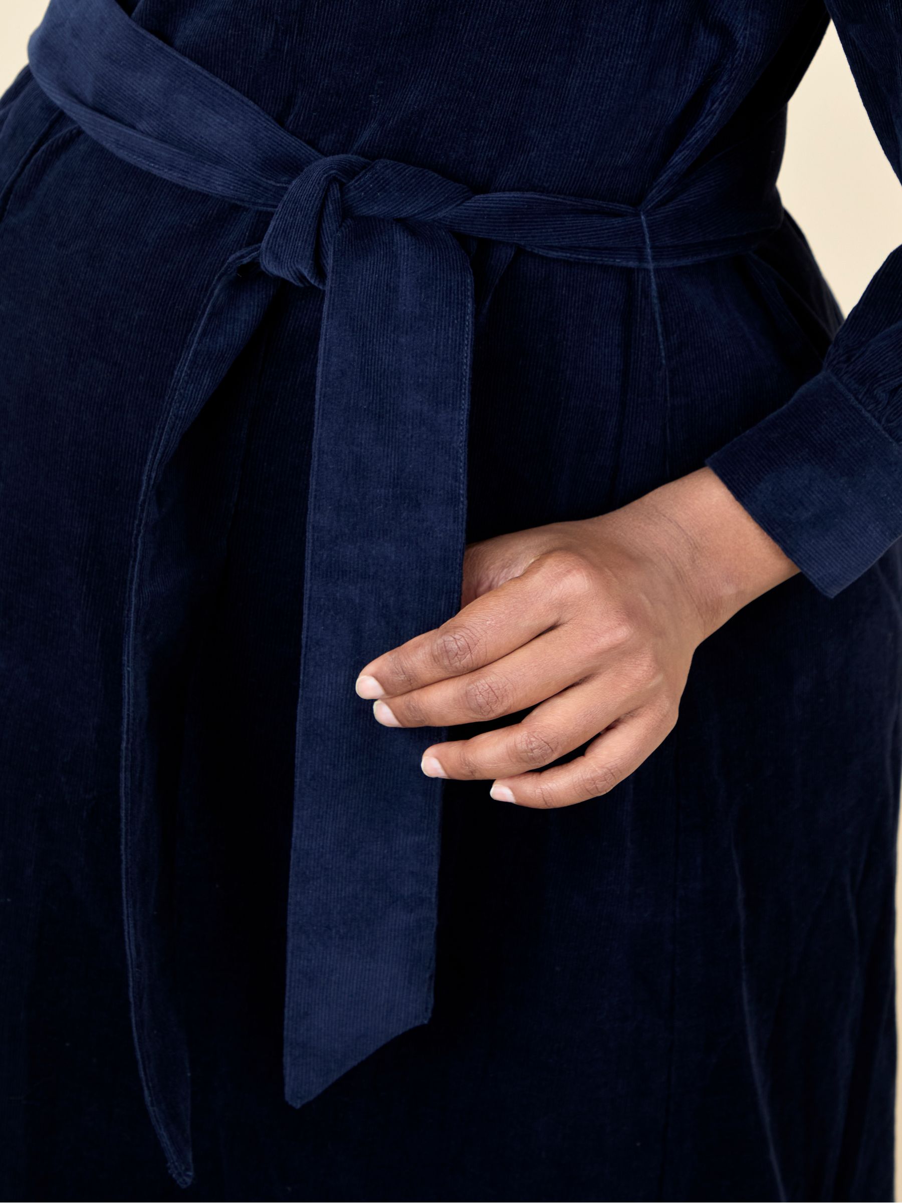 Navy Cord Maternity Midi Dress - Image 14 of 15