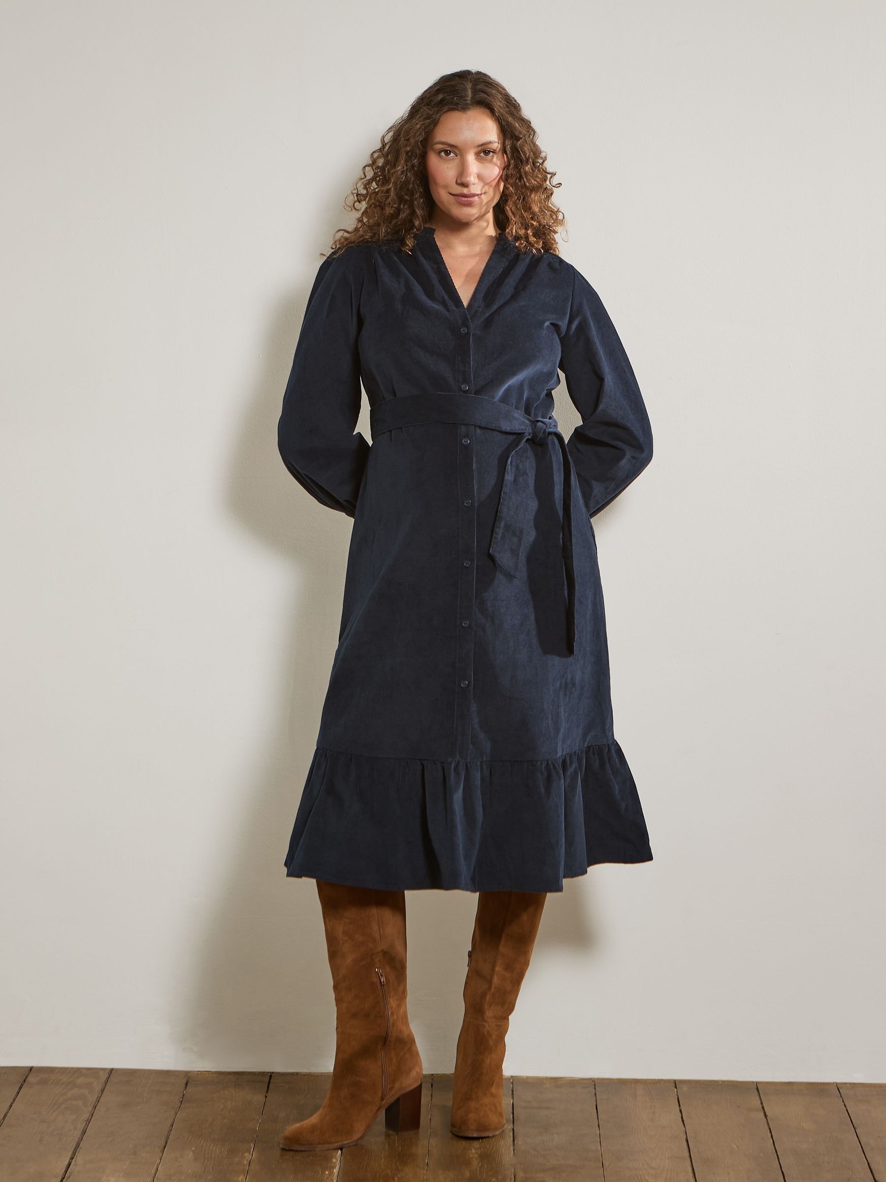 Navy Cord Maternity Midi Dress - Image 7 of 15