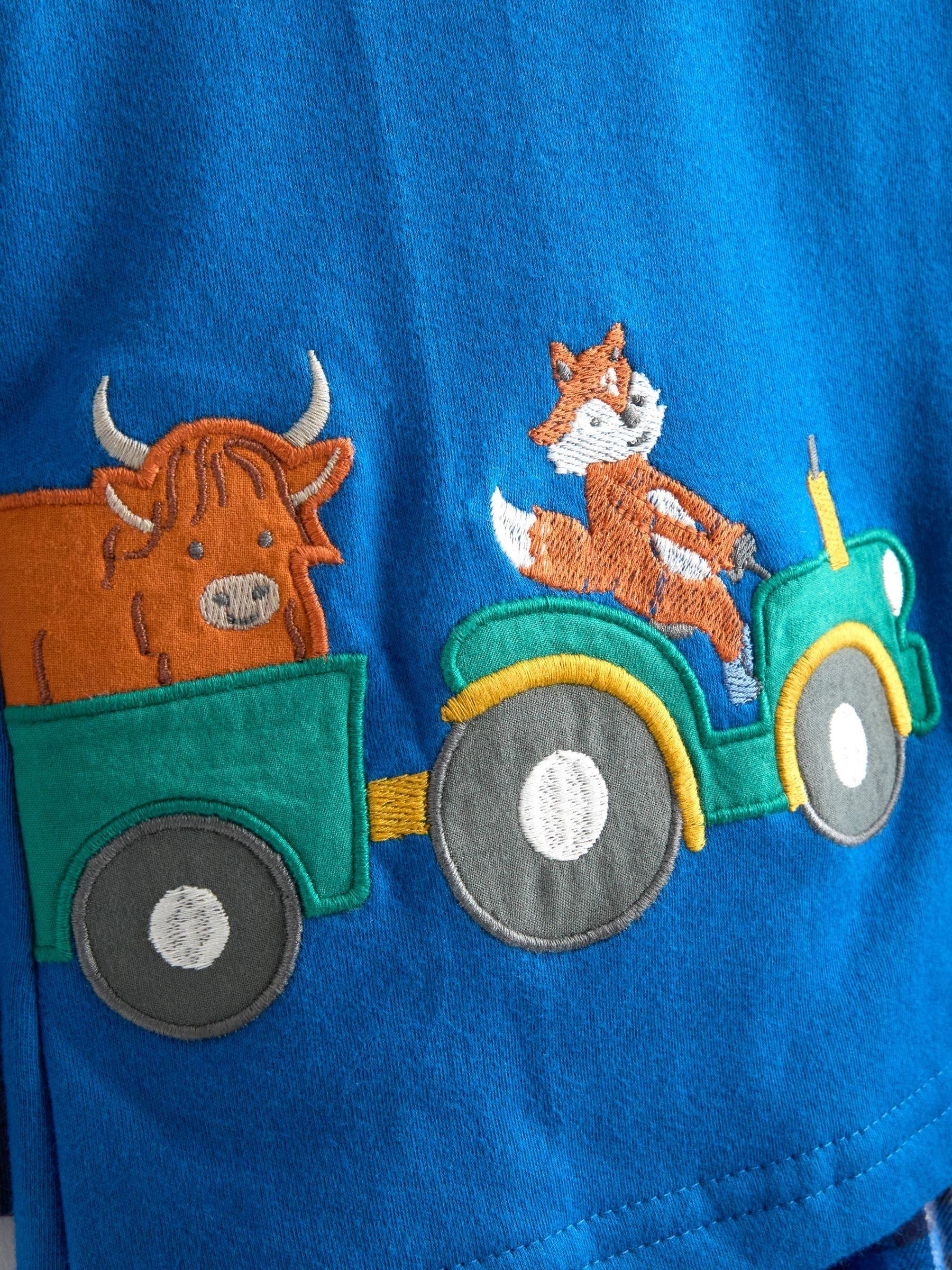 Blue Tractor Dinosaur Character Cosy Jersey Pyjamas - Image 6 of 6