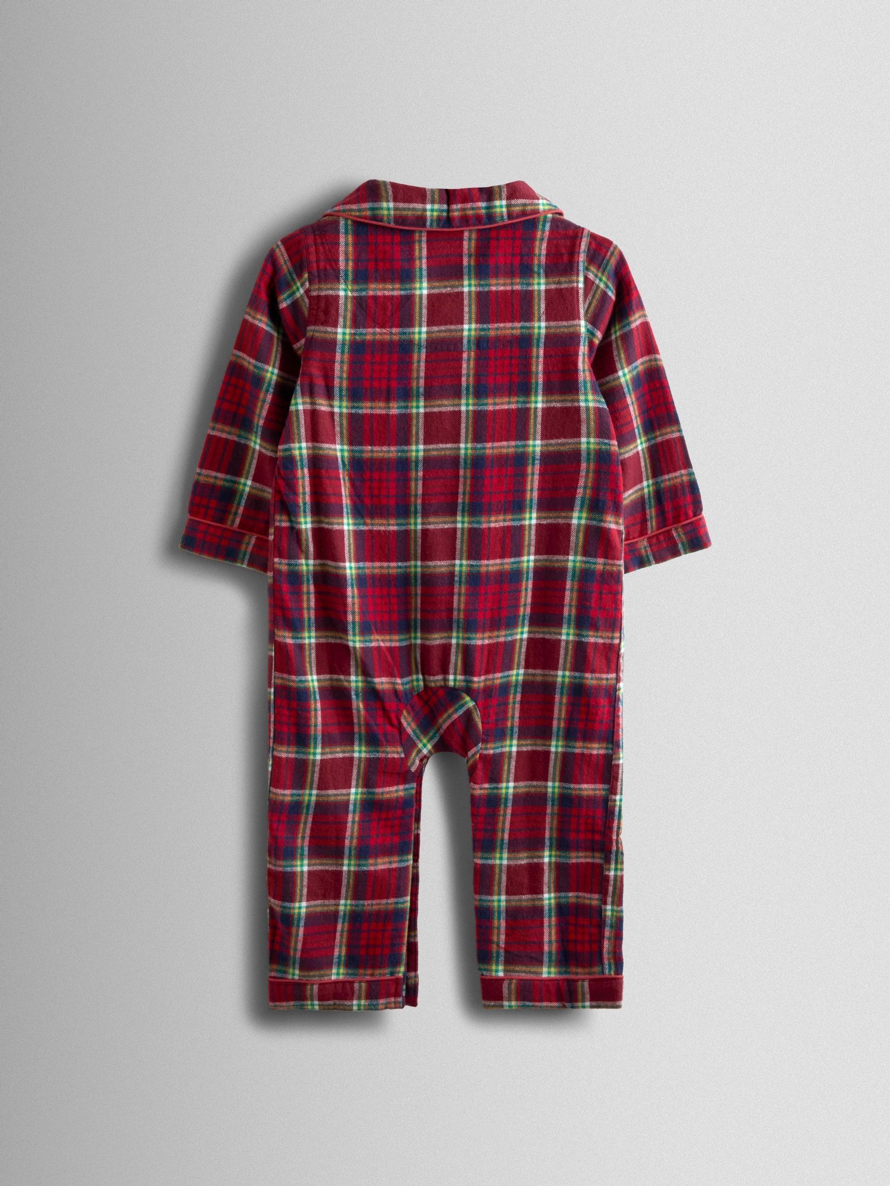 Red Check Christmas Print Jersey Collar Pyjamas - Image 3 of 3