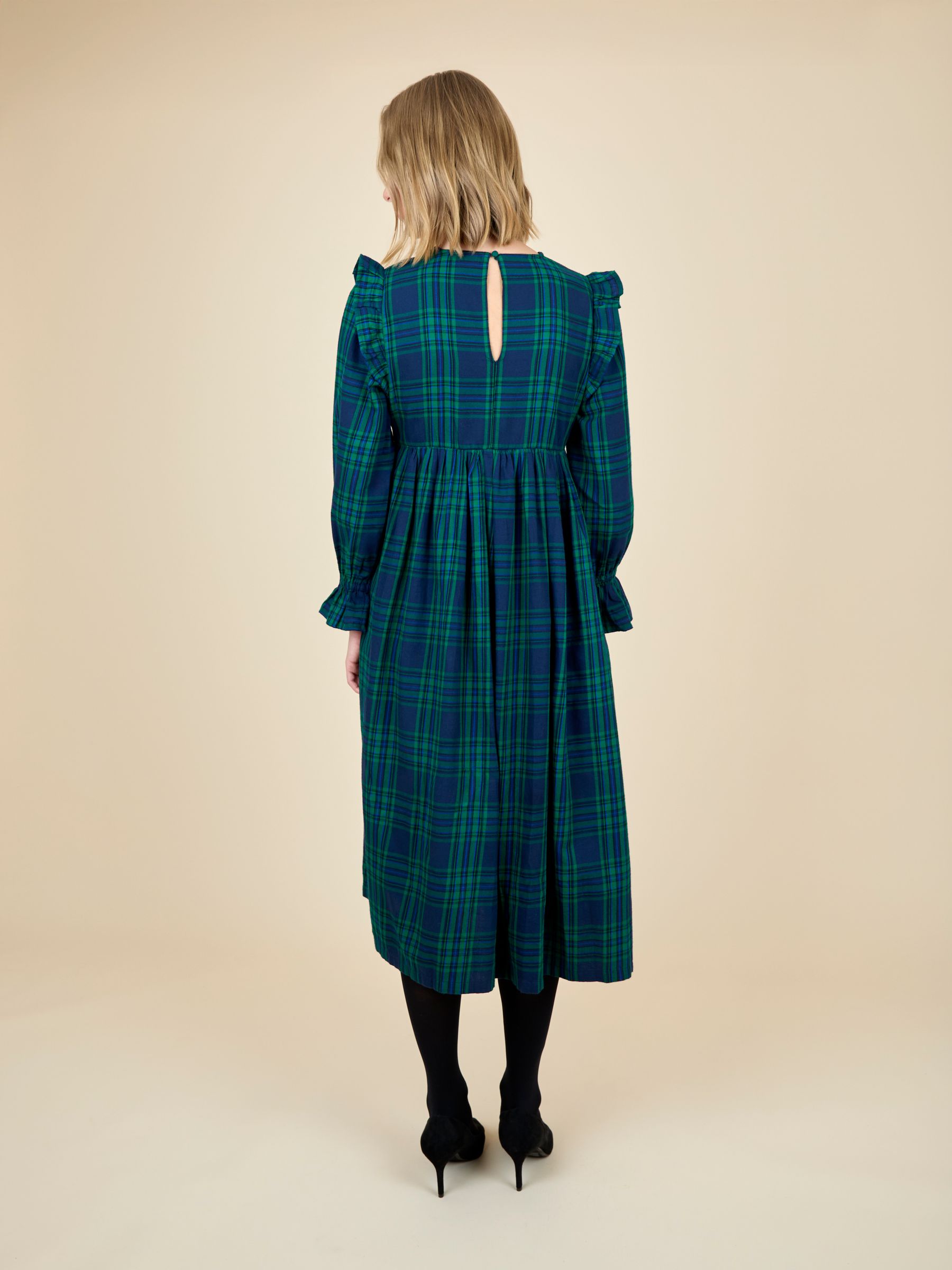 Green High Neck Checked Women's Dress - Image 2 of 6