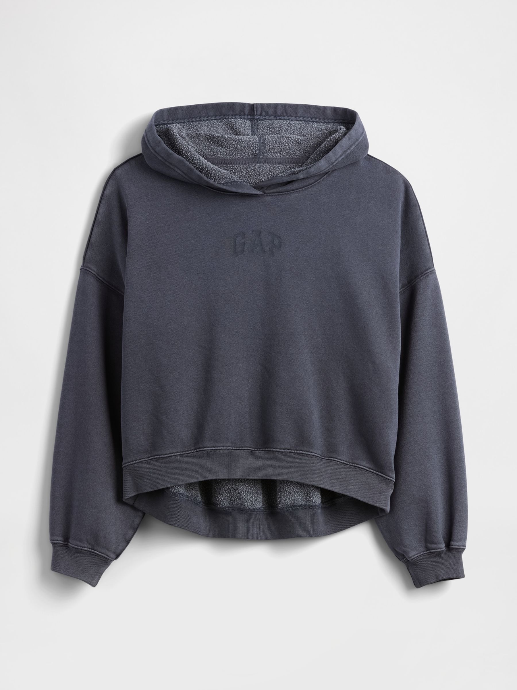 Blue Relaxed Mini-Logo Cropped Hoodie - Image 5 of 5