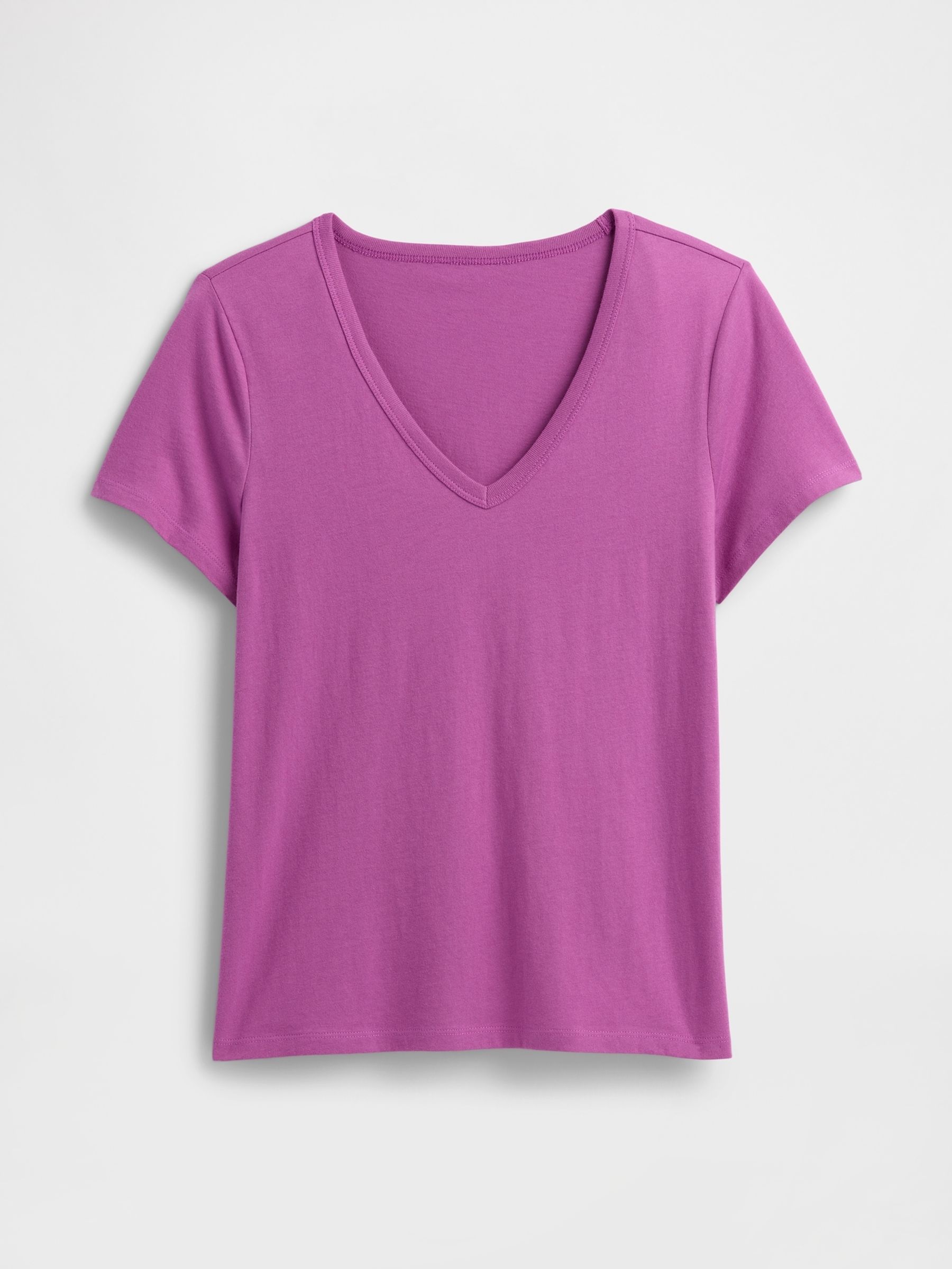 Purple V-Neck Favourite Cotton Short Sleeve T-Shirt - Image 5 of 5 Purple V-Neck Favourite Cotton Short Sleeve T-Shirt - Image 5 of 5