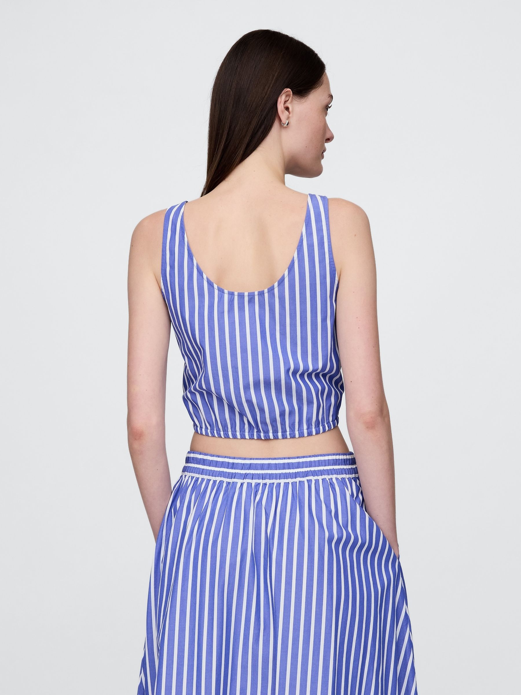 Blue Stripe Cinched-Hem Cropped Top - Image 3 of 3