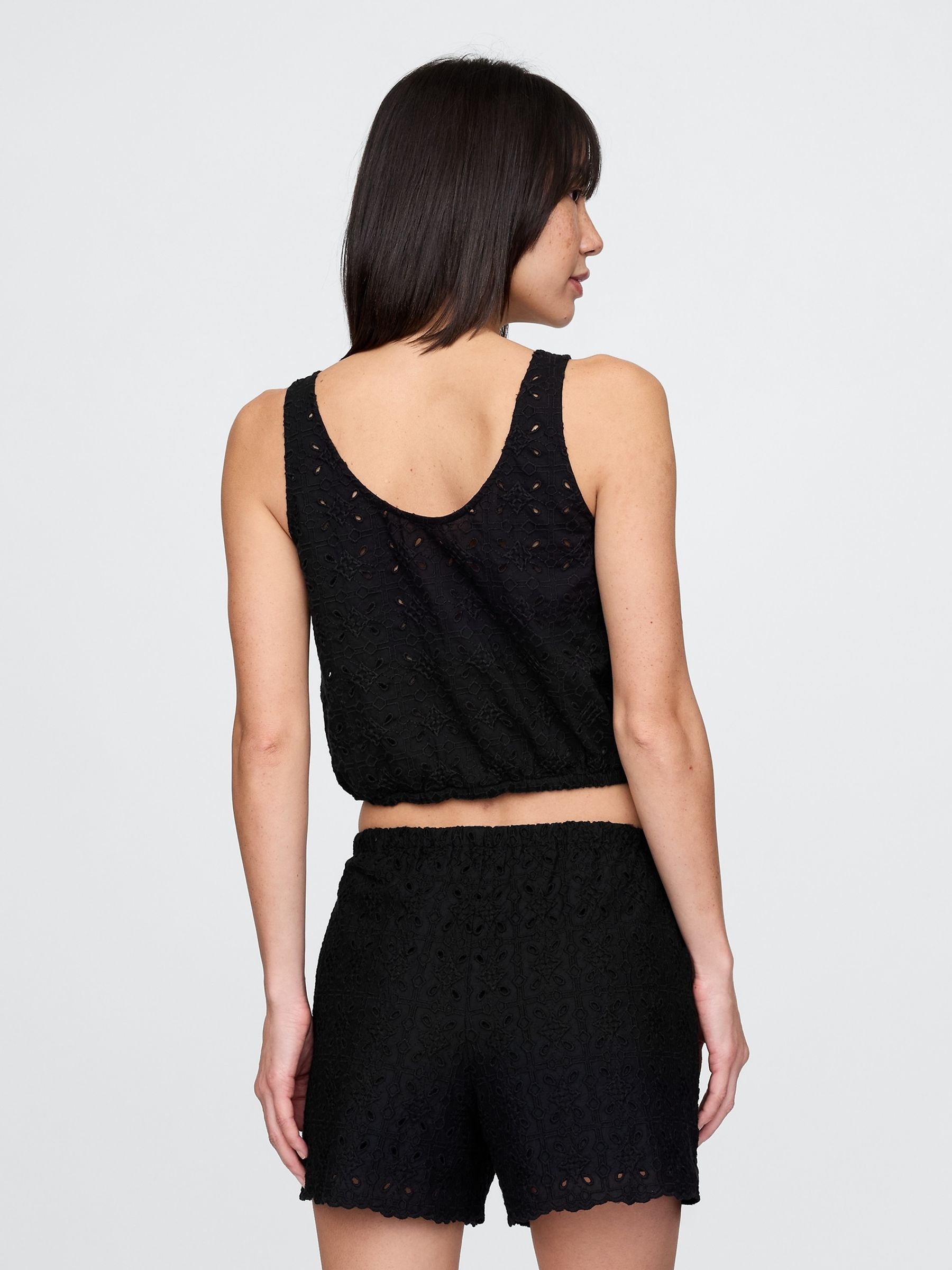Black Cinched-Hem Cropped Top - Image 2 of 4