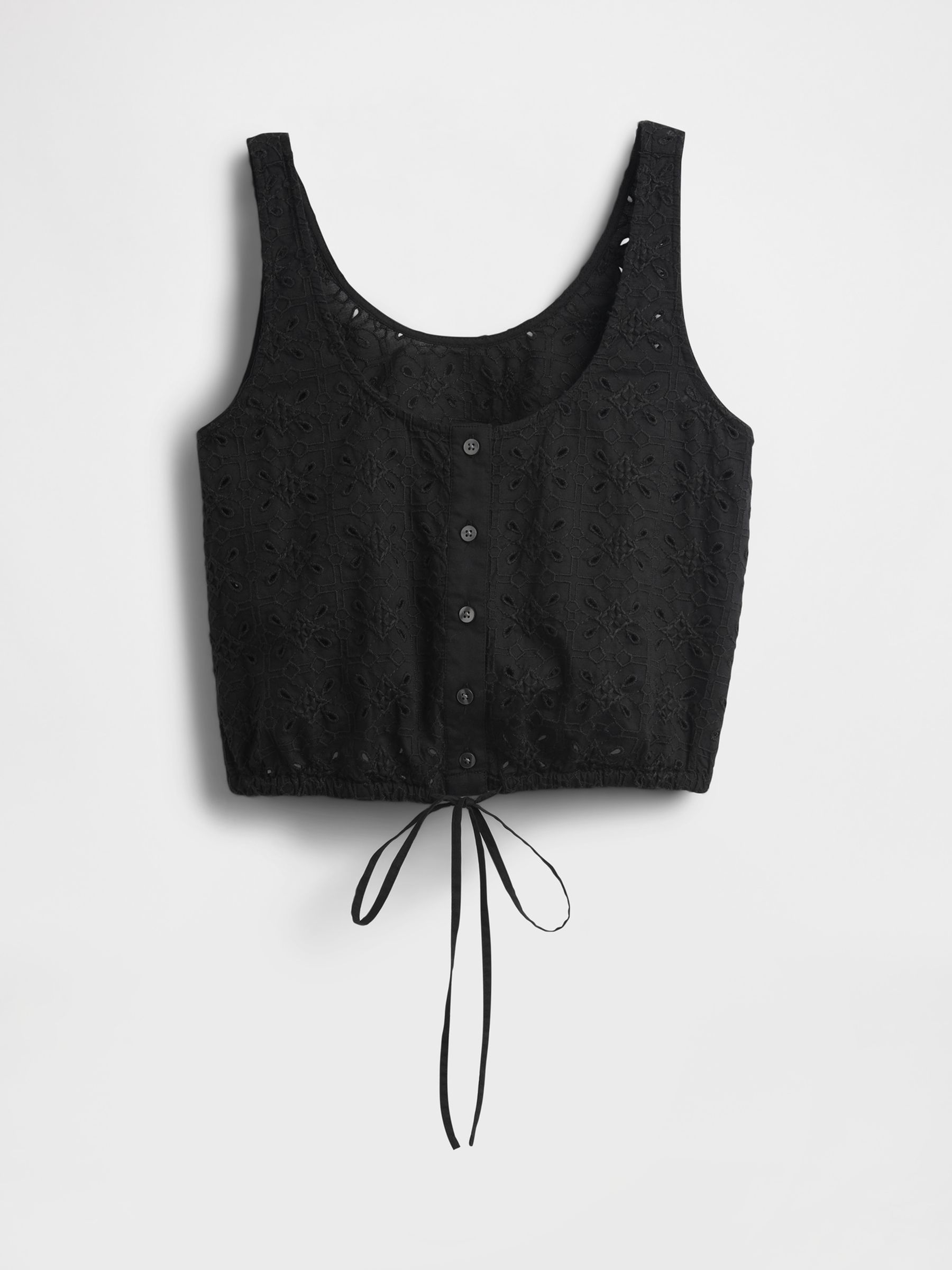 Black Cinched-Hem Cropped Top - Image 4 of 4