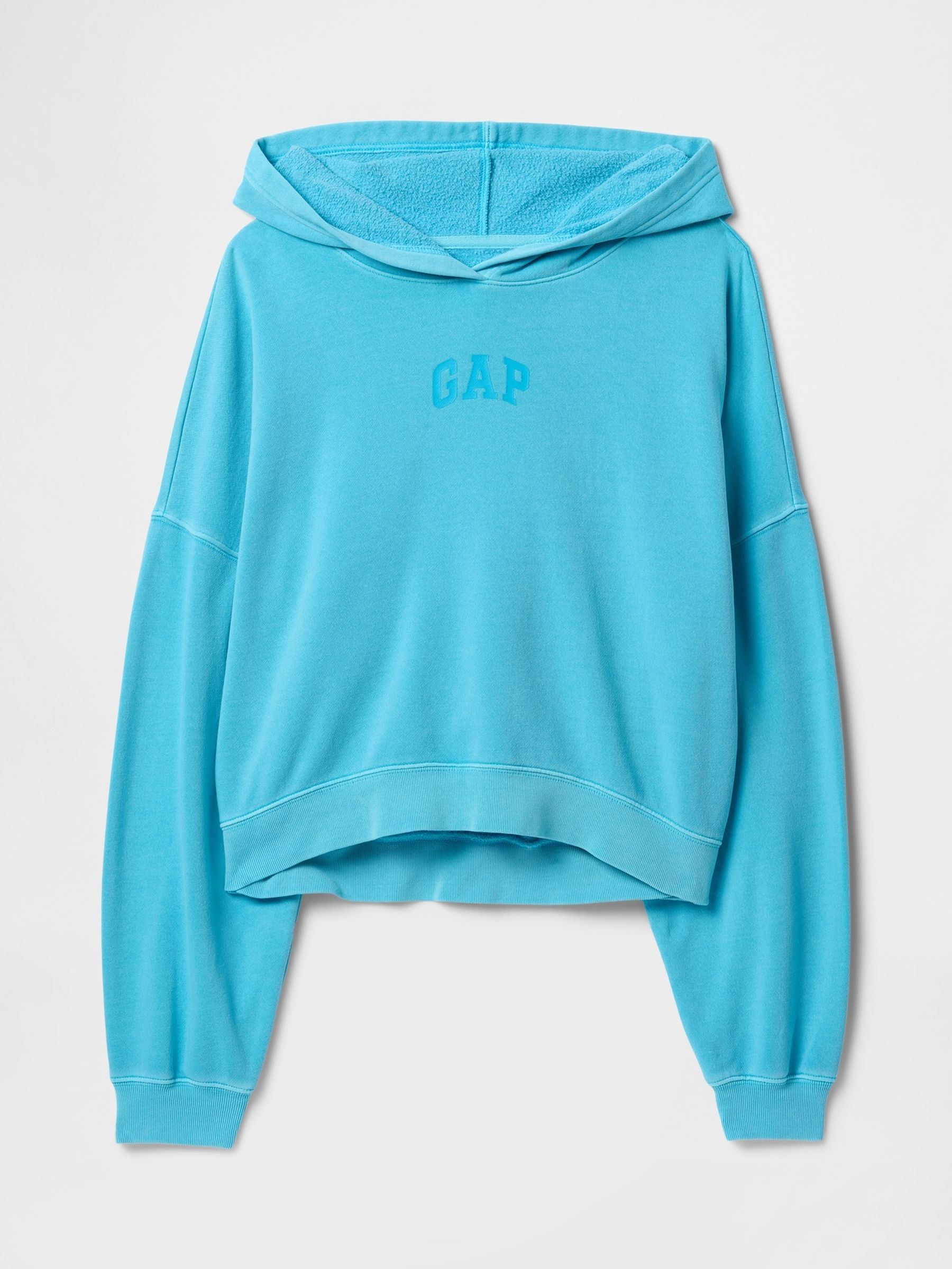 Blue Neon Relaxed Mini-Logo Cropped Hoodie - Image 4 of 4