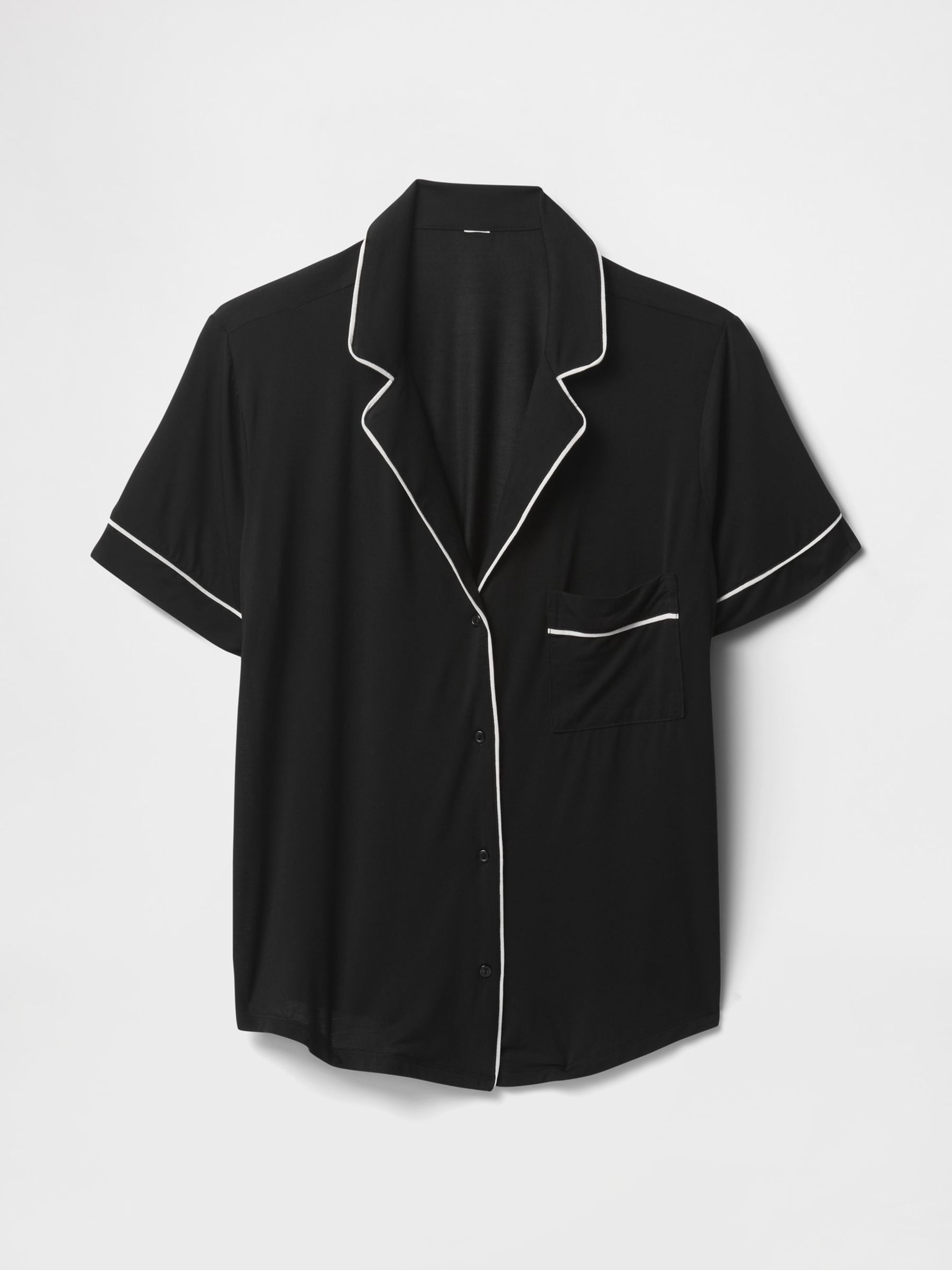 Black Modal Short Sleeve Pyjama Top - Image 4 of 4
