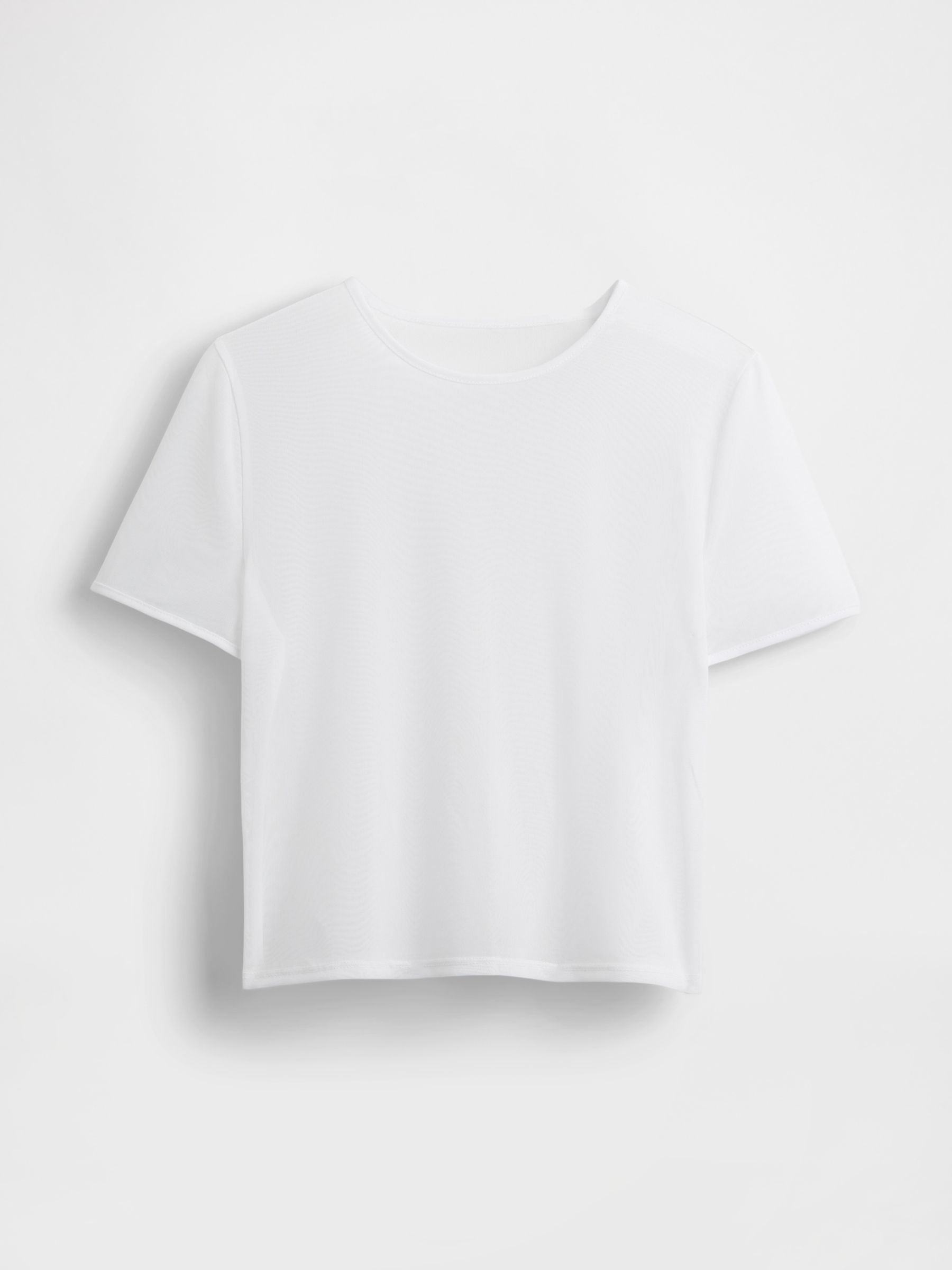 White Soft Stretch Mesh Cropped T-Shirt - Image 4 of 5