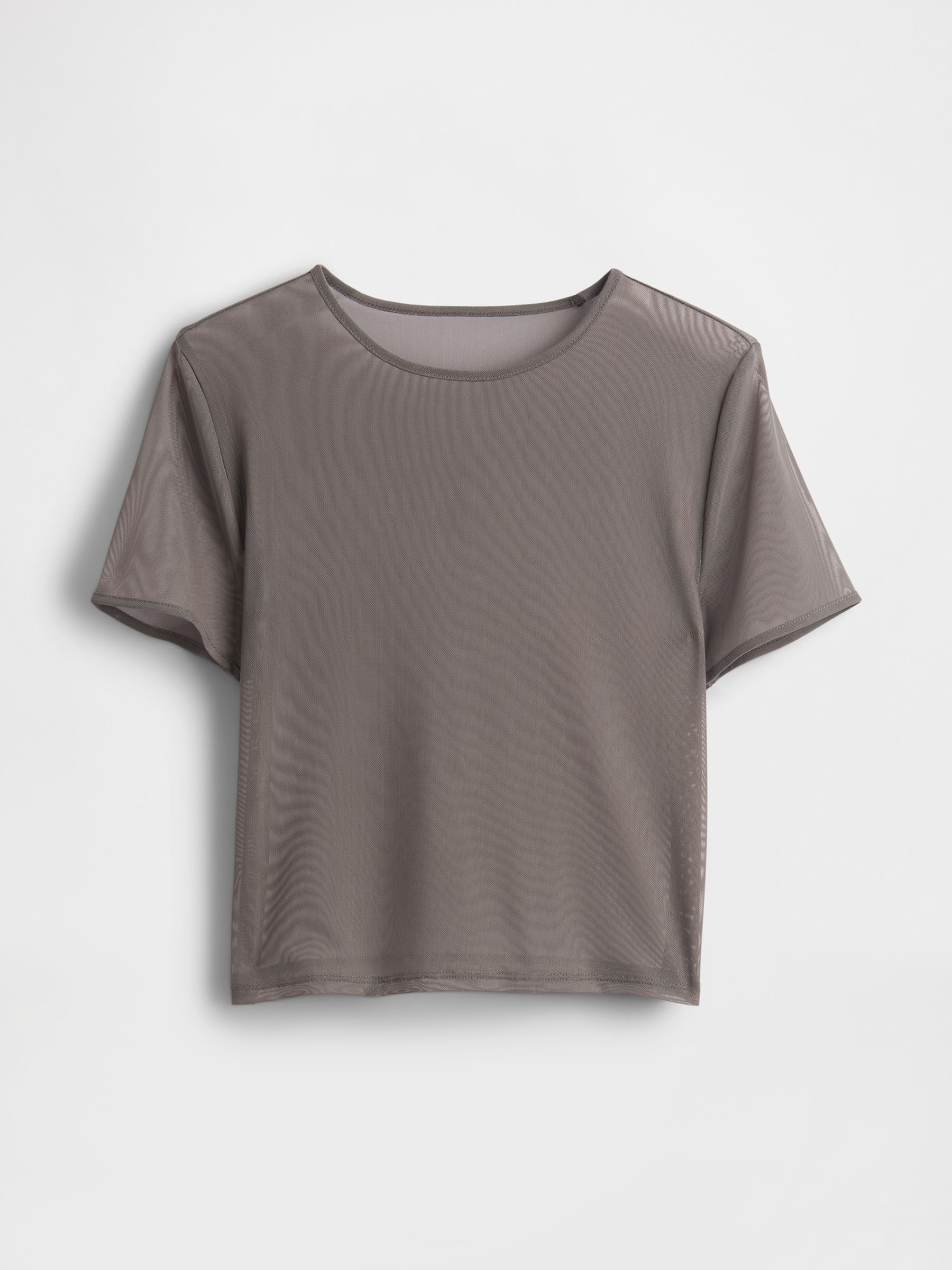 Brown Soft Stretch Mesh Cropped T-Shirt - Image 4 of 5