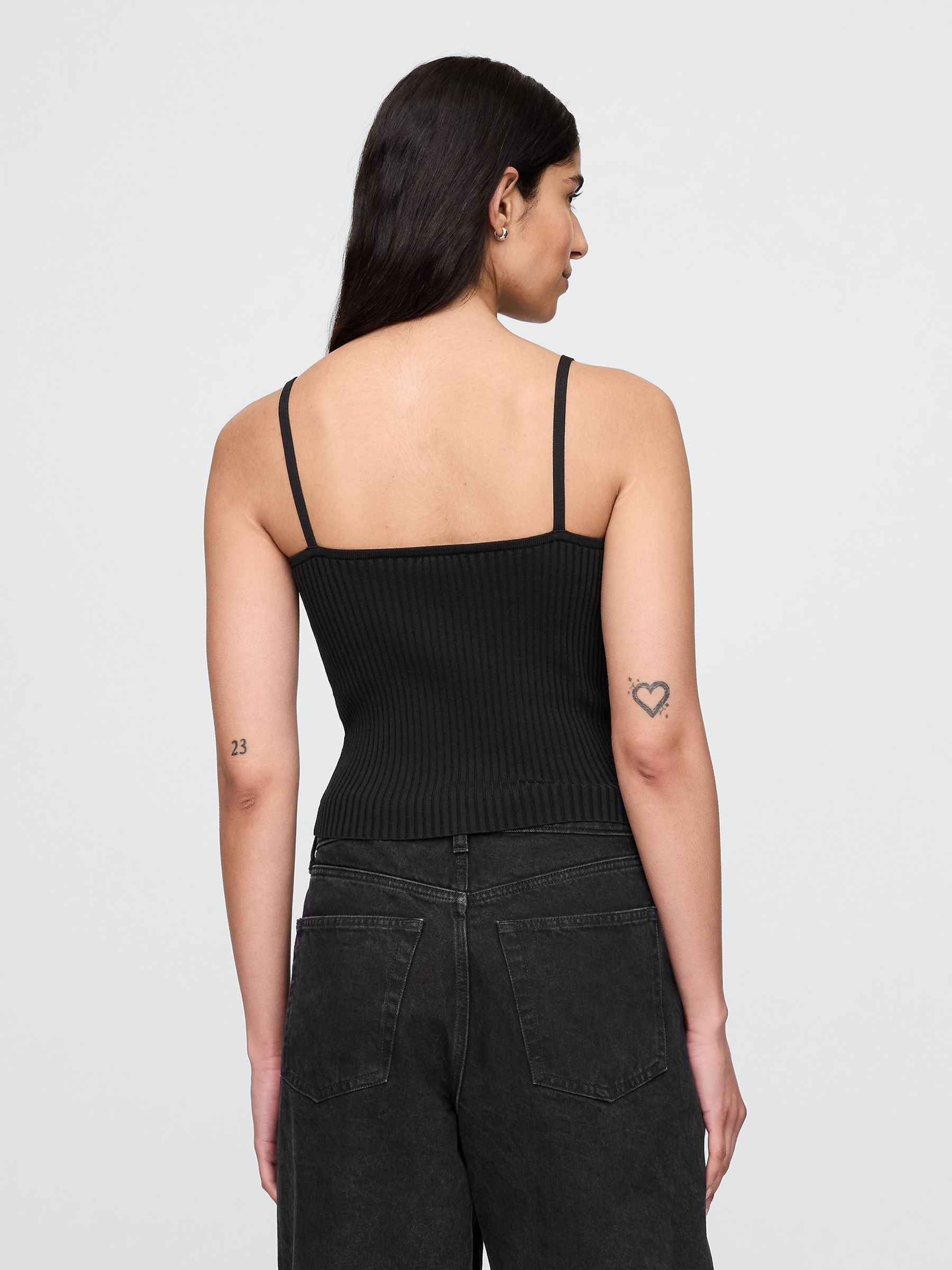 Black Cropped Rib Vest - Image 2 of 5