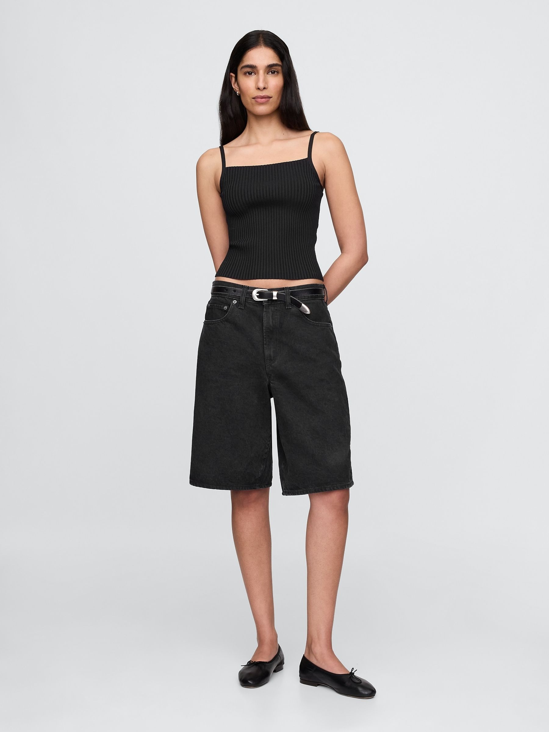 Black Cropped Rib Vest - Image 3 of 5