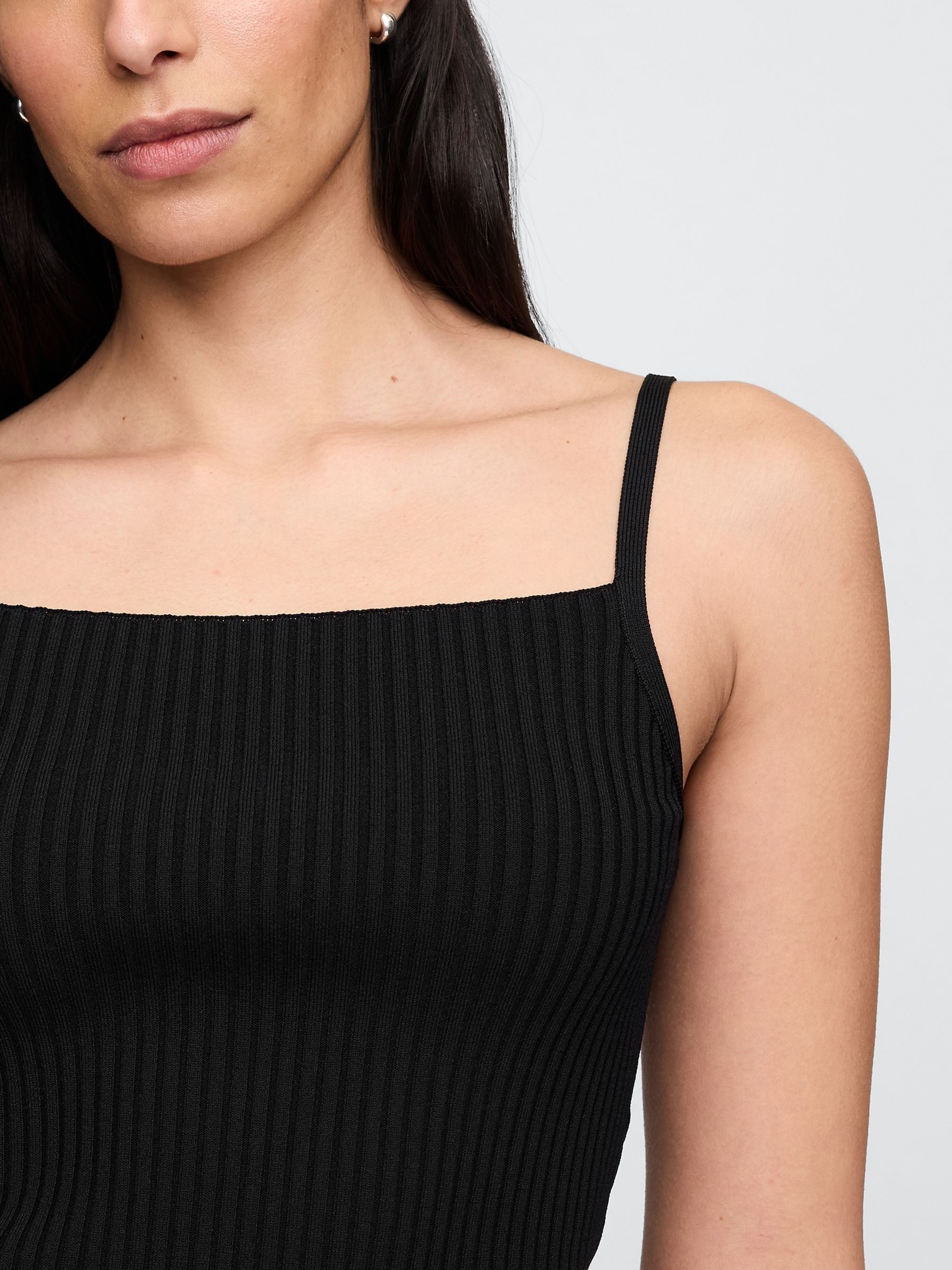 Black Cropped Rib Vest - Image 4 of 5